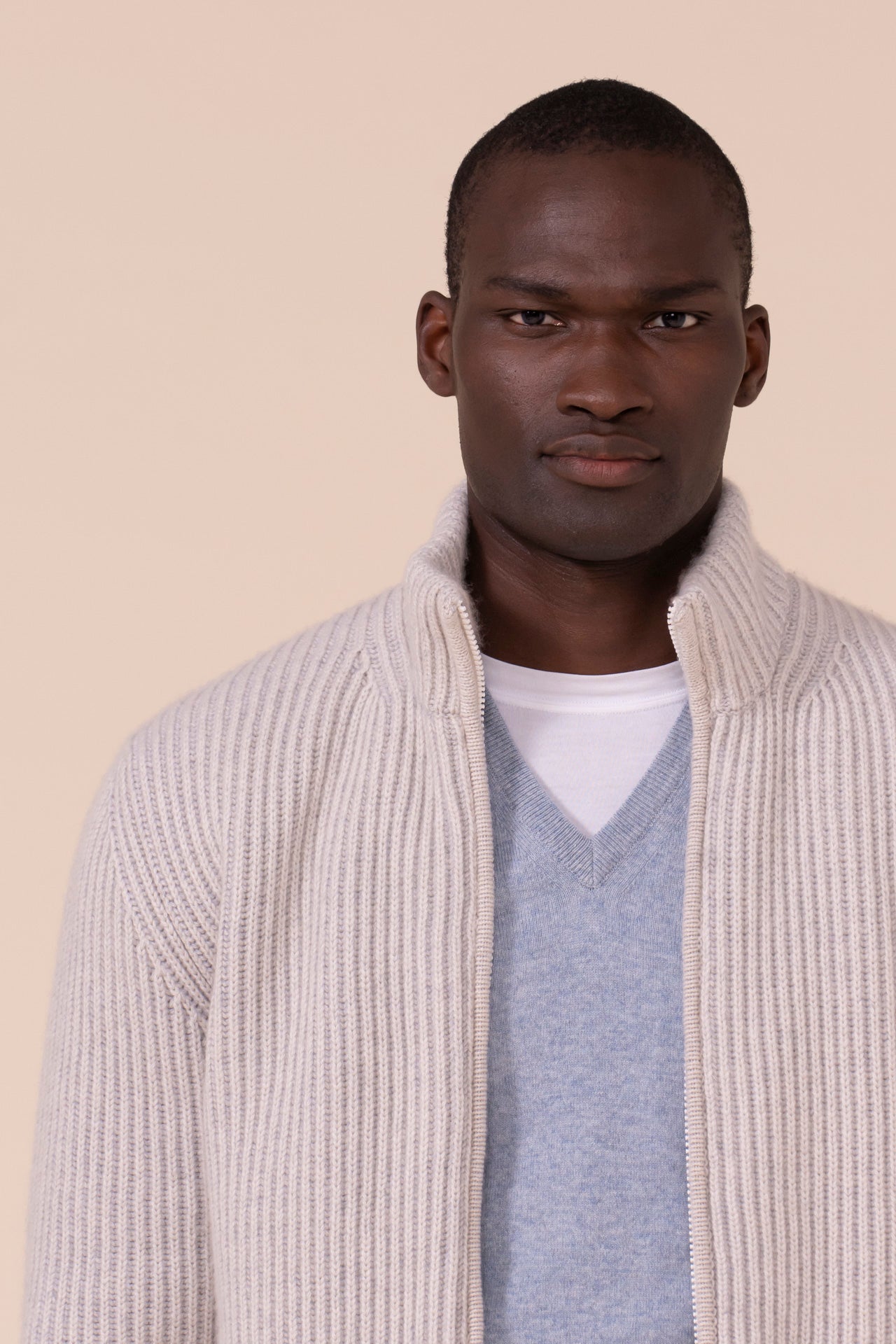 Andrea Cashmere Vanisé Zipped Bomber - LIGHTGRAY