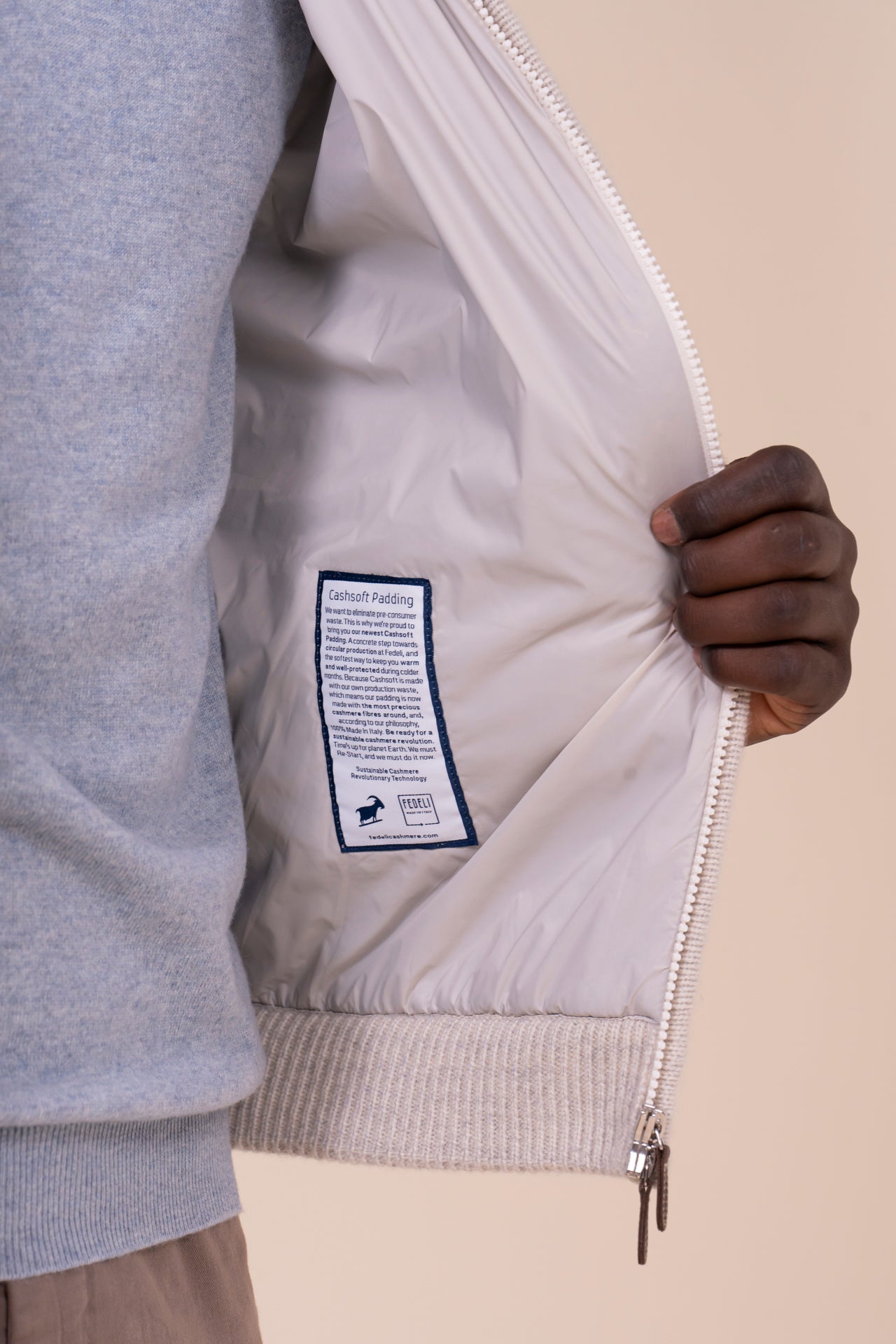 Andrea Cashmere Vanisé Zipped Bomber - LIGHTGRAY