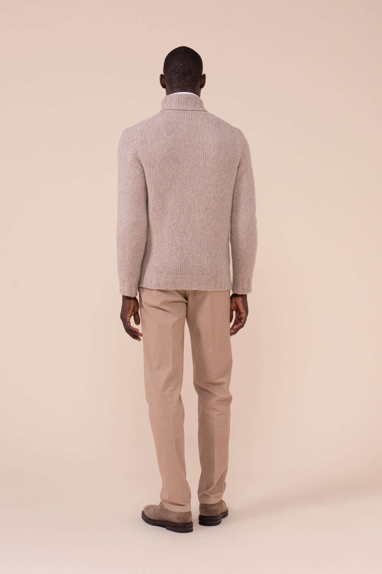Derby maglia a collo alto in cashmere flake - LINEN