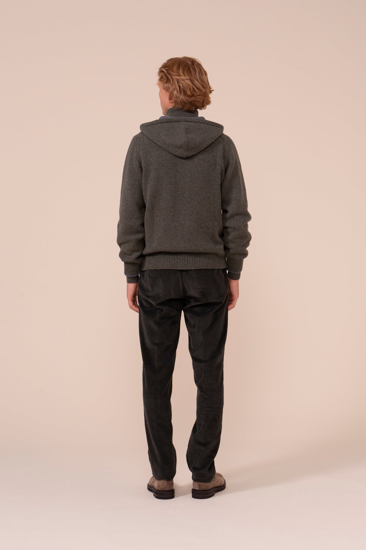 Makalù Cashmere Cable Hoodie - Bicolor - OLIVEGREENMELANGE