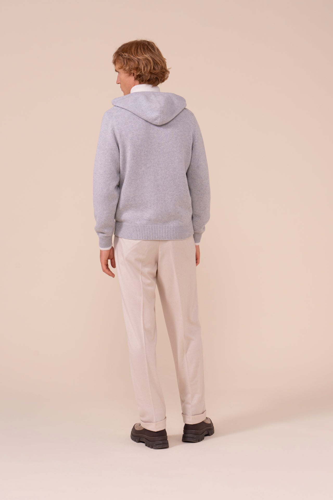Makalù Cashmere Cable Hoodie - Bicolor - LIGHTGRAY