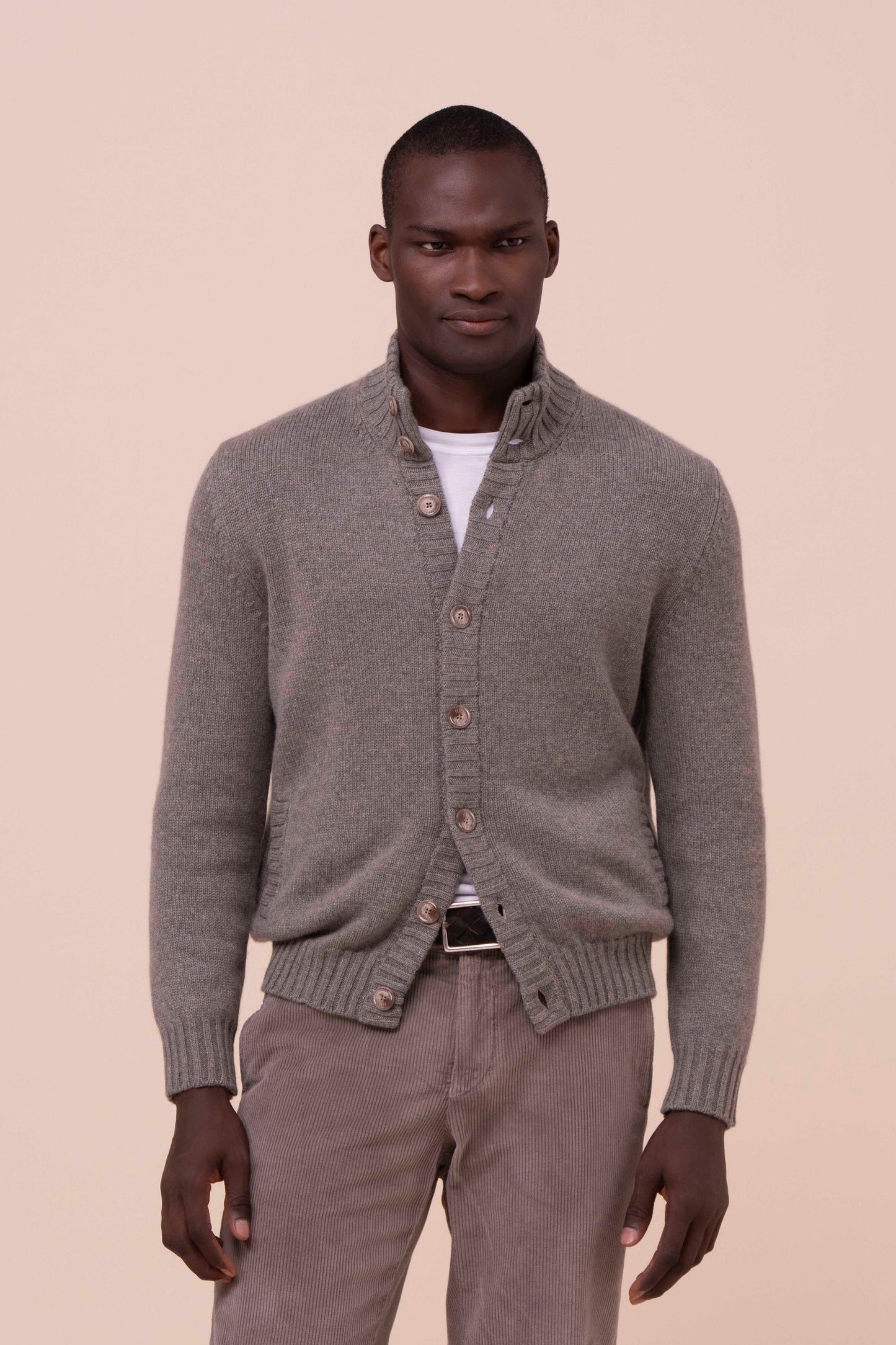 Favonius 428 cardigan in cashmere con bottoni - SAGEGREEN