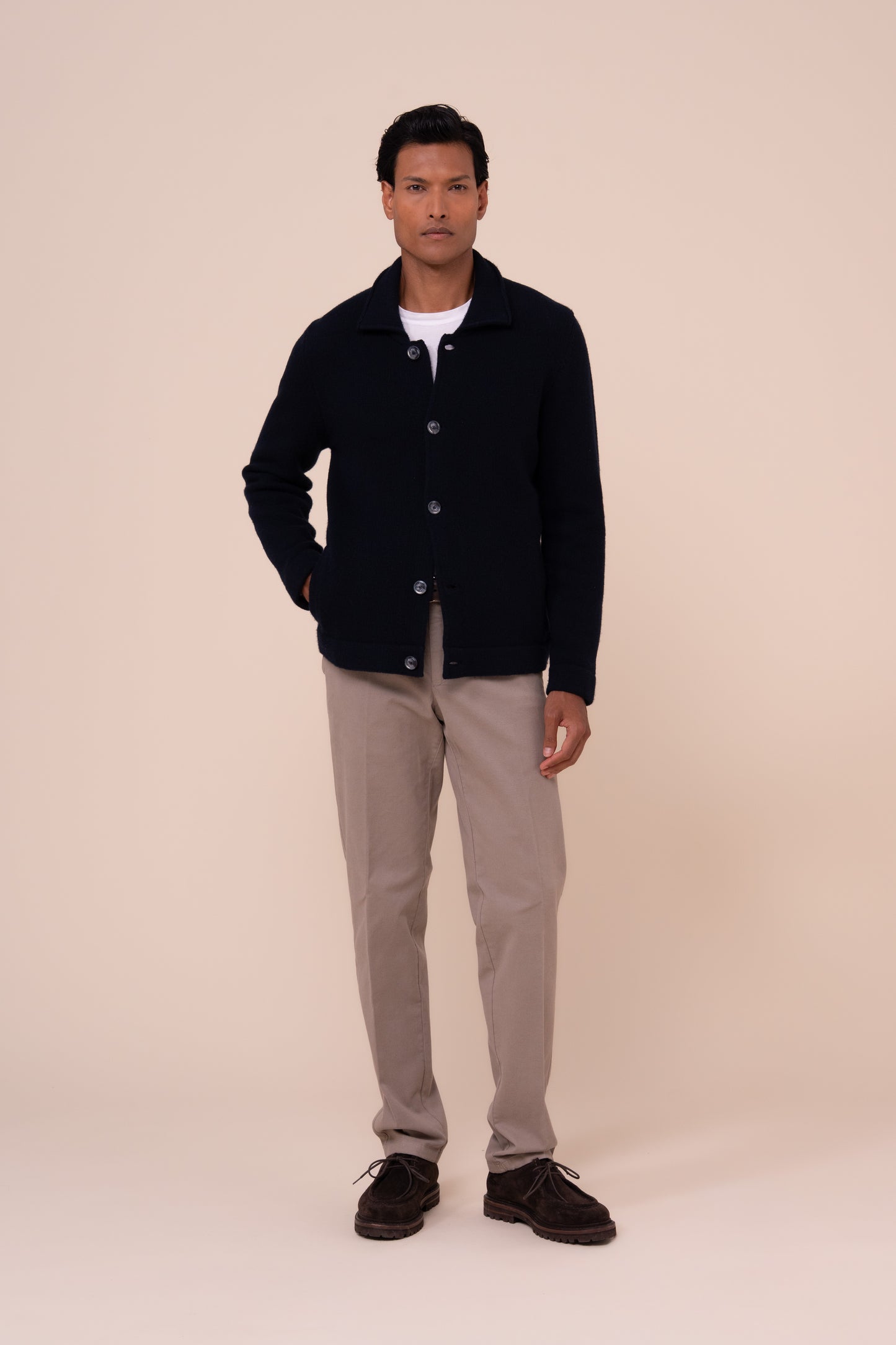 Gordon giacca in lana e cashmere con colletto - MIDNIGHTBLUE