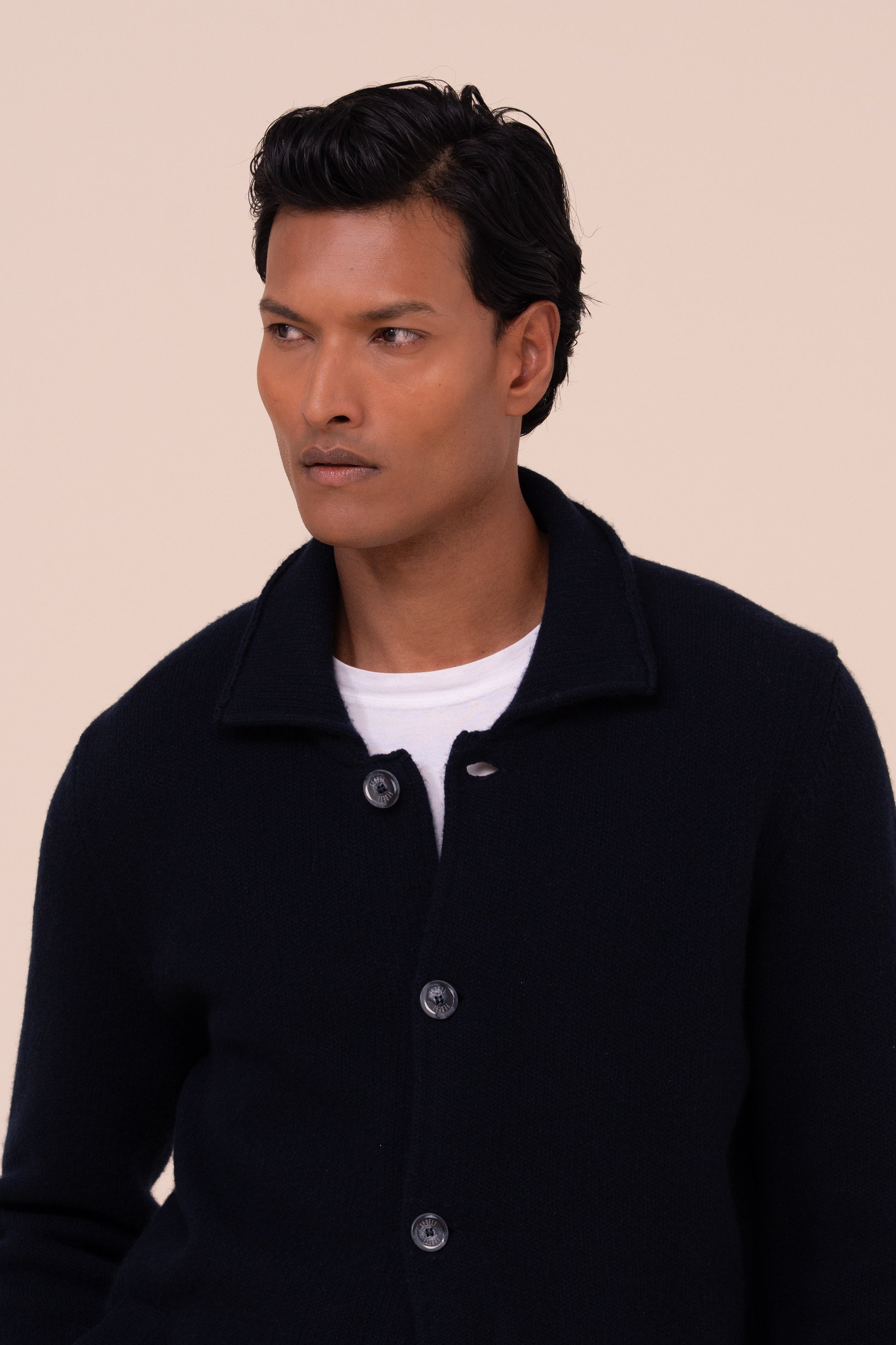Gordon giacca in lana e cashmere con colletto - MIDNIGHTBLUE