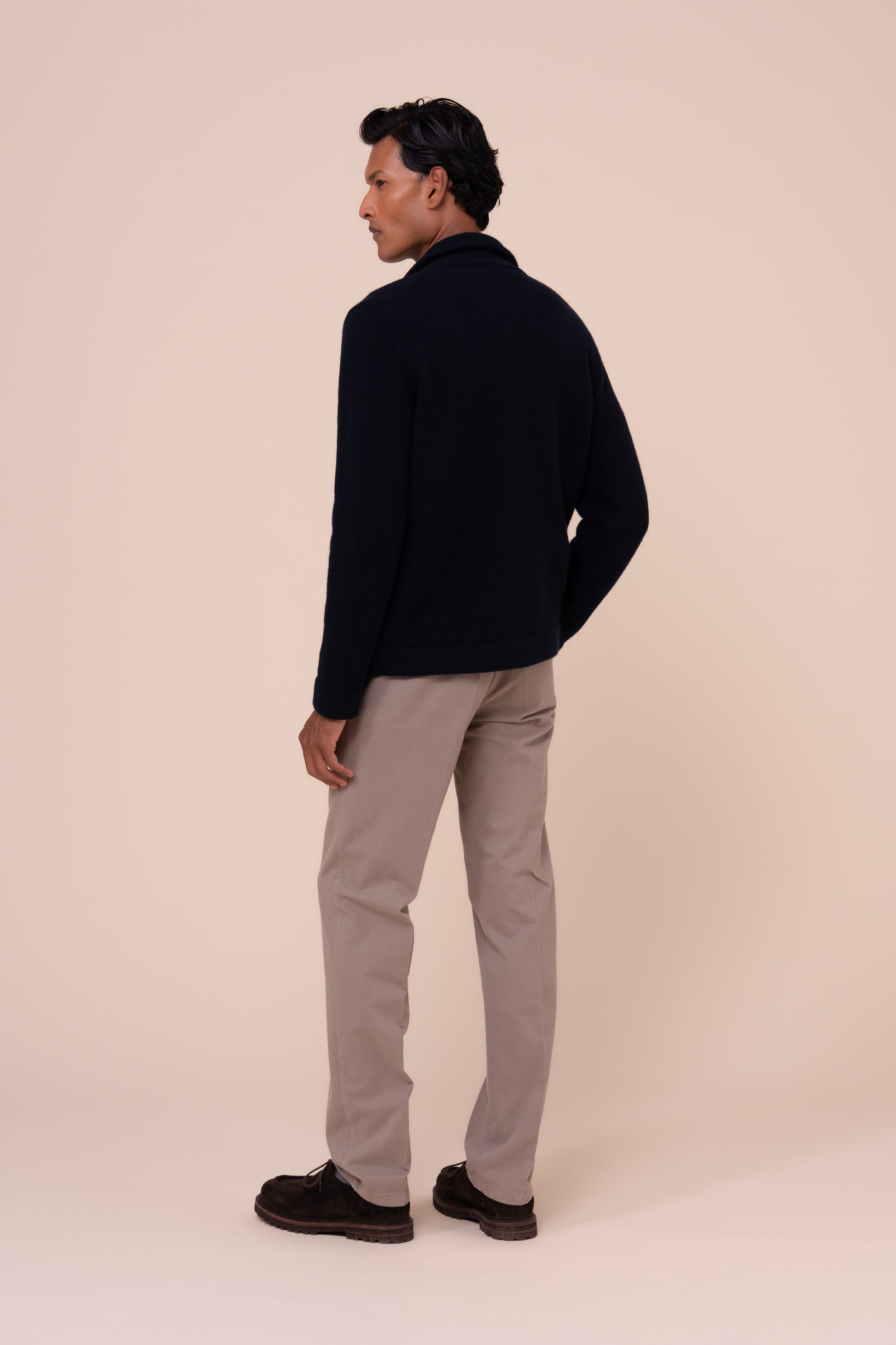 Gordon giacca in lana e cashmere con colletto - MIDNIGHTBLUE