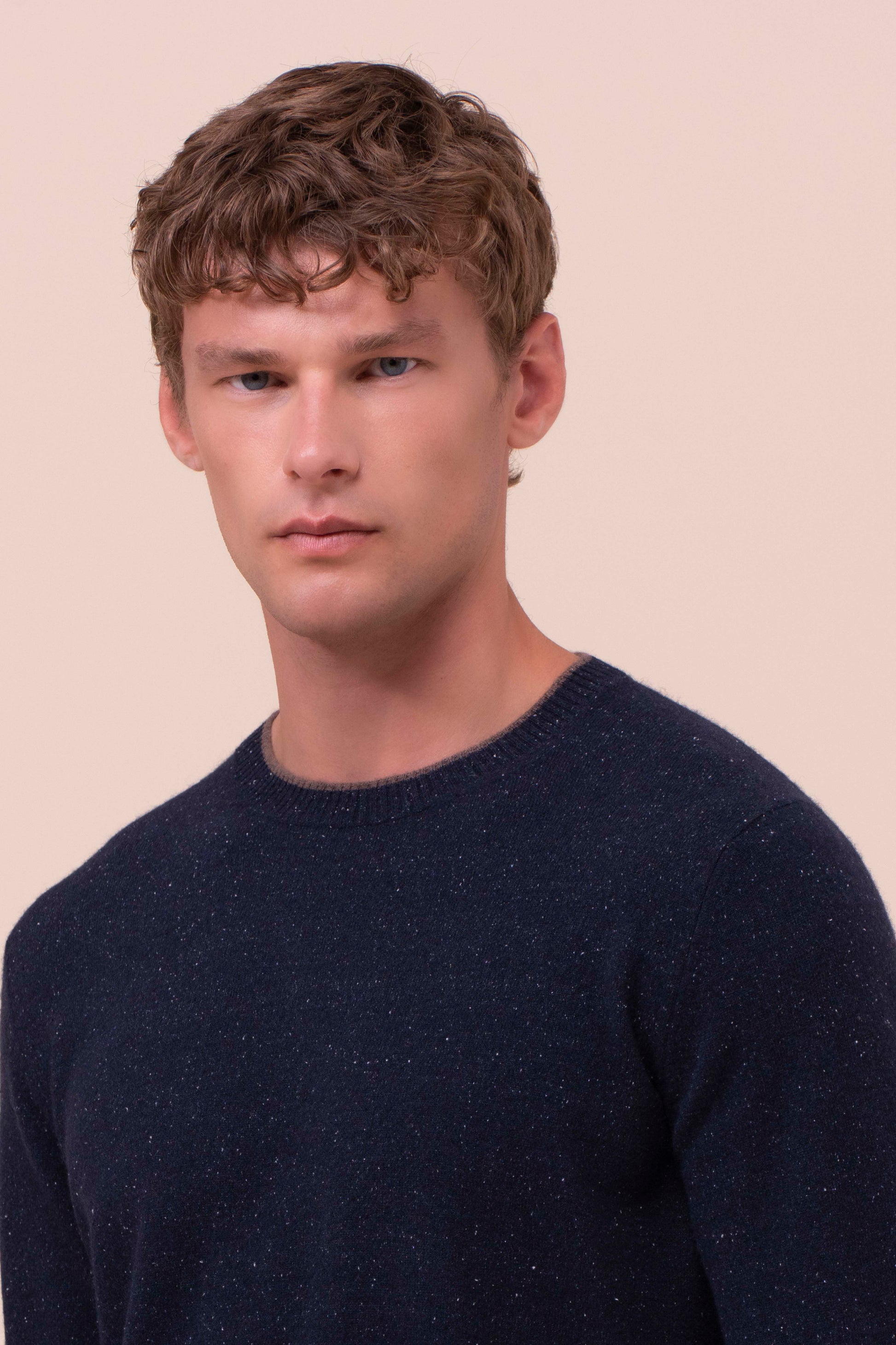 Argentina maglia girocollo in Donegal - Bicolore - MIDNIGHTBLUE