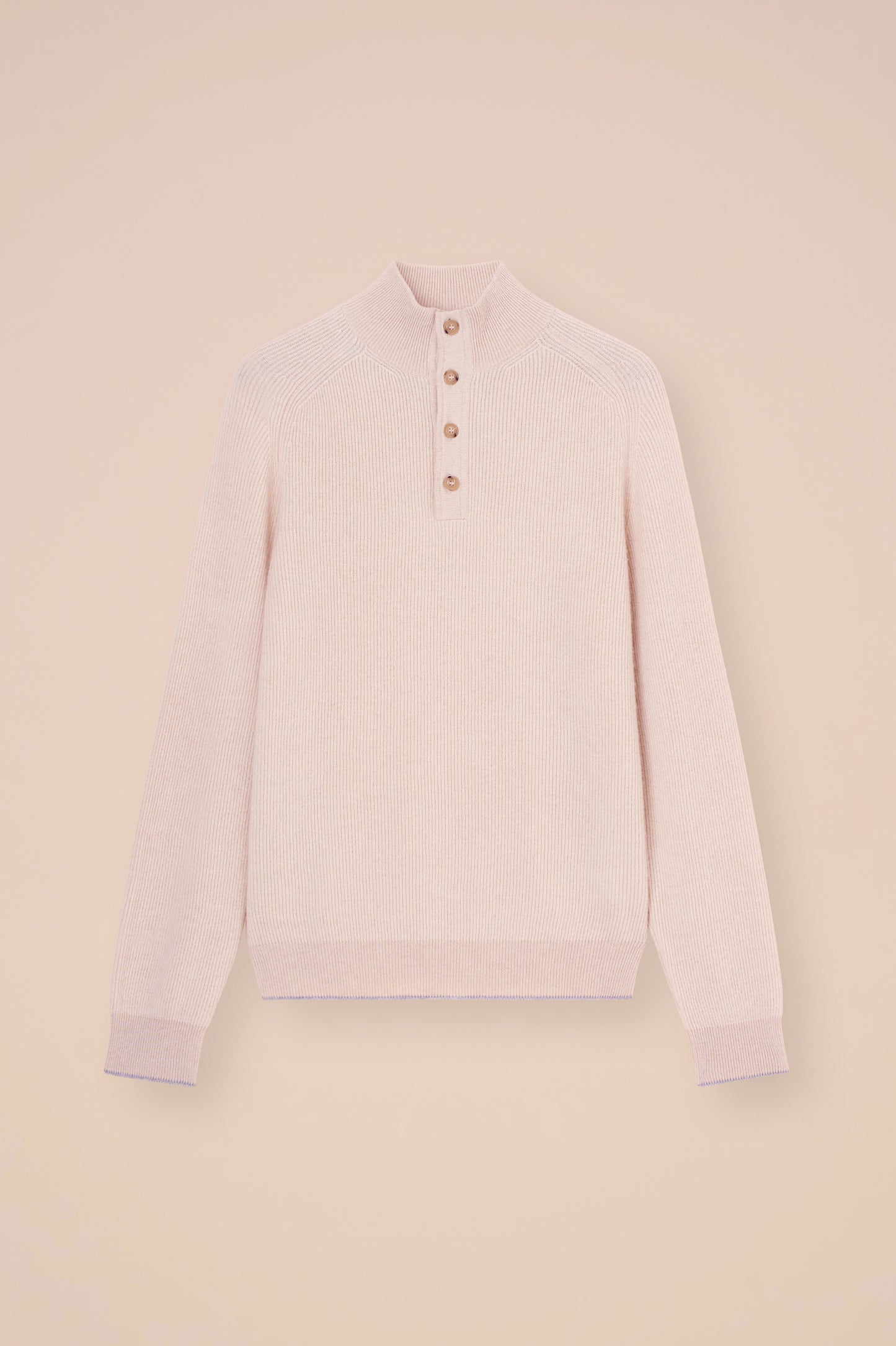 Kyoto Cashmere Ribbed Half Open Sweater - MAROON