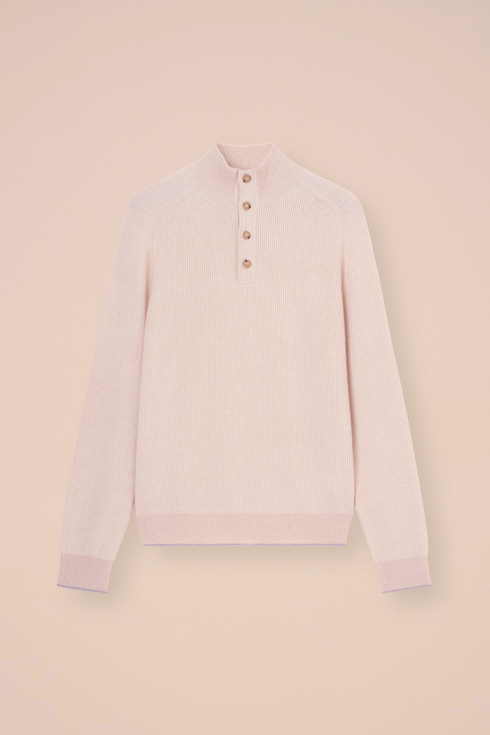 Kyoto Cashmere Ribbed Half Open Sweater - MAROON