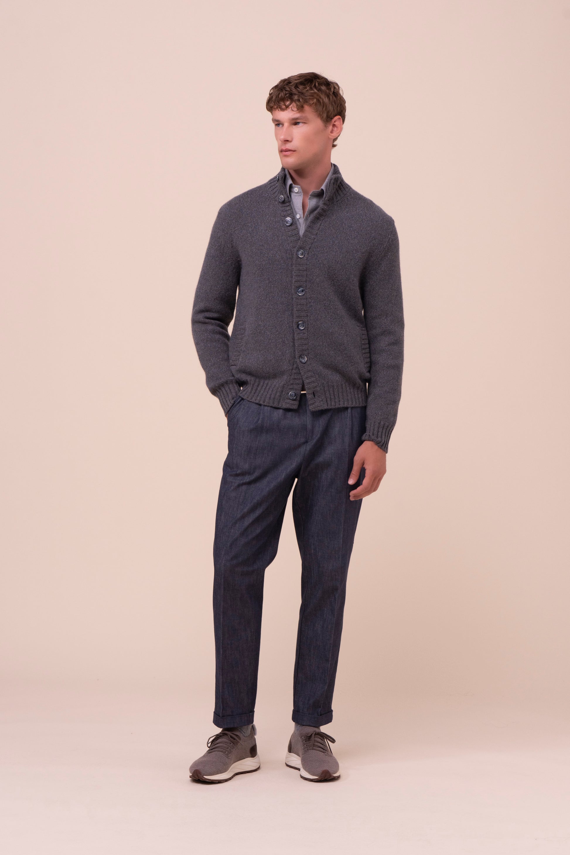 Favonius 428 cardigan in cashmere mix - CHOCOLATE