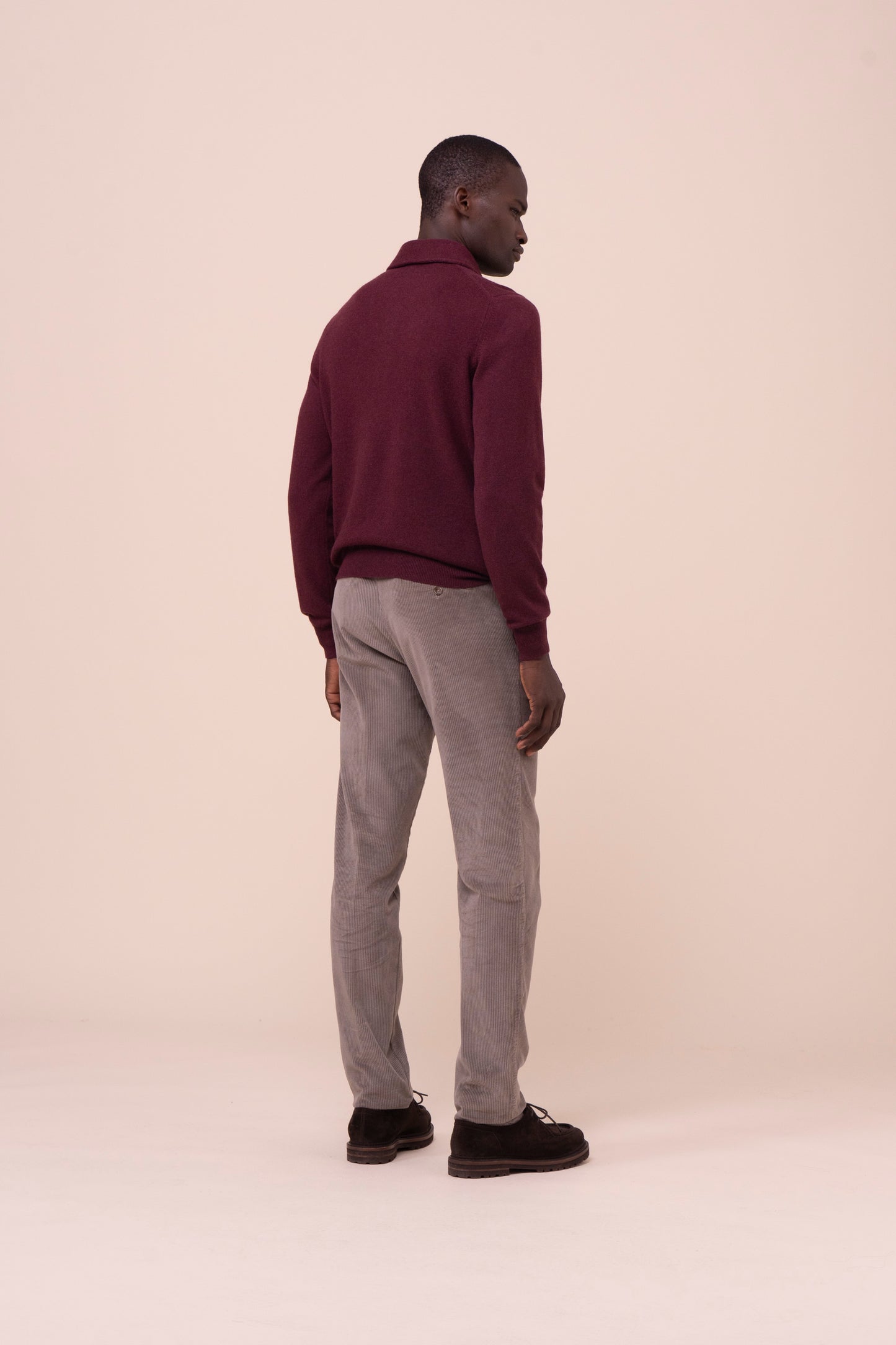 Ugo polo a maniche lunghe in cashmere - MAROON