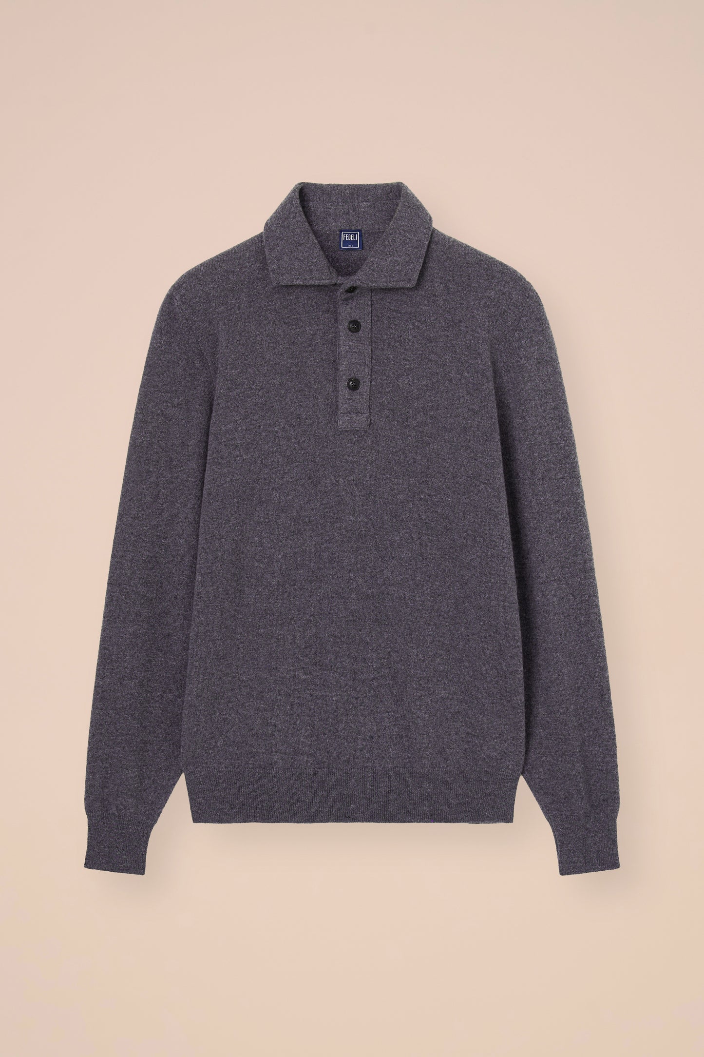 Ugo polo a maniche lunghe in cashmere - MAROON
