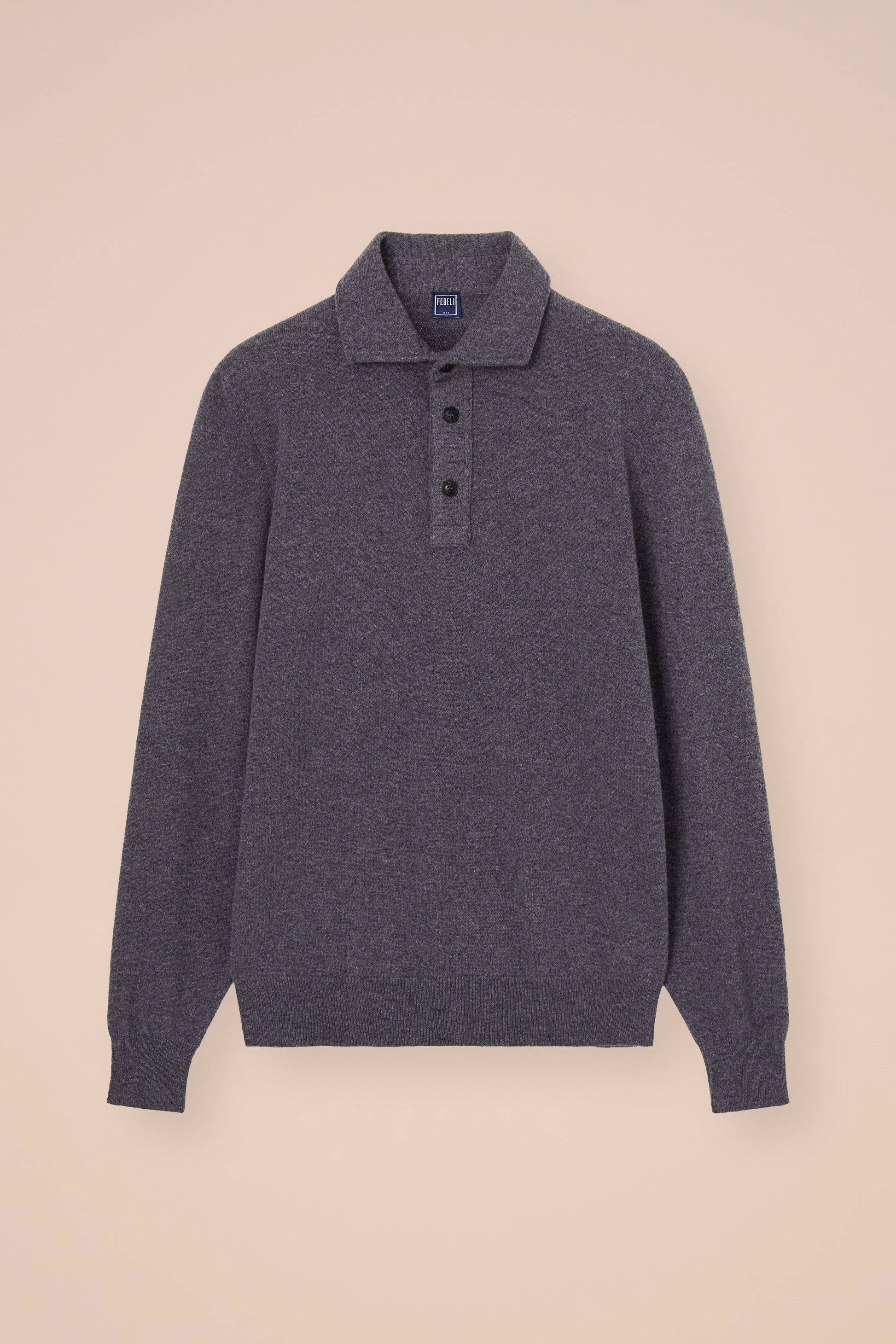 Ugo polo a maniche lunghe in cashmere - MAROON