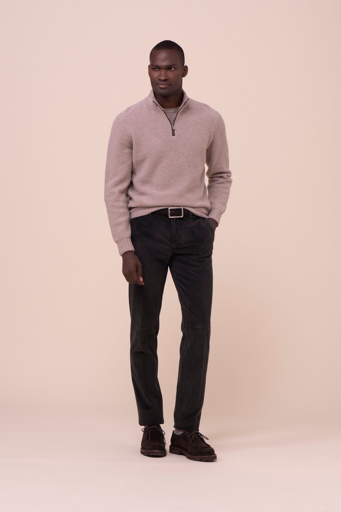 Every Cashmere Half Zip Sweater - DESERTMELANGE