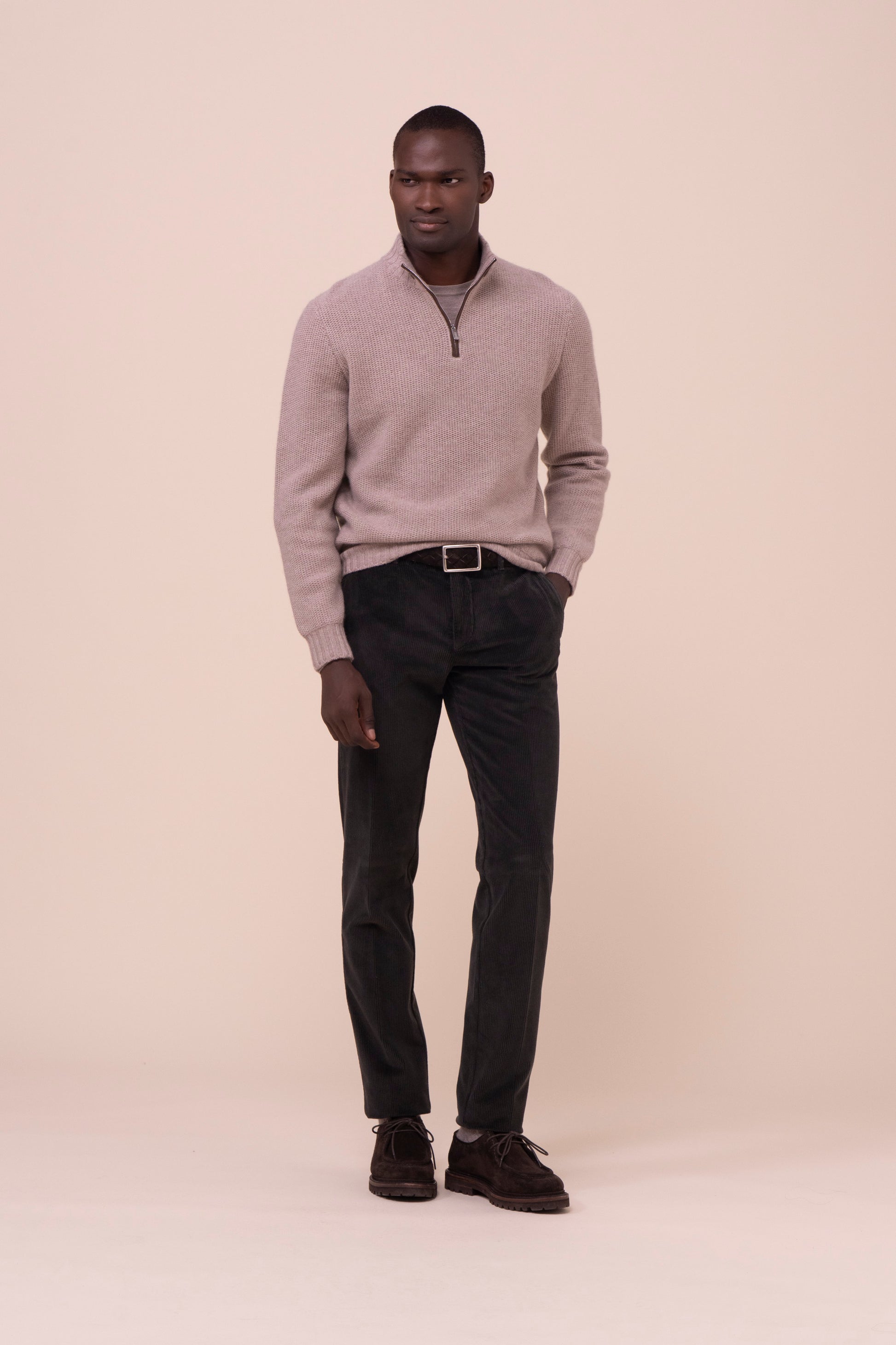 Every Cashmere Half Zip Sweater - DESERTMELANGE