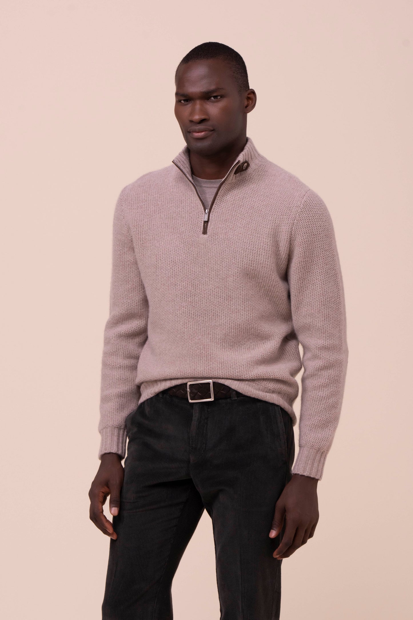 Every Cashmere Half Zip Sweater - DESERTMELANGE