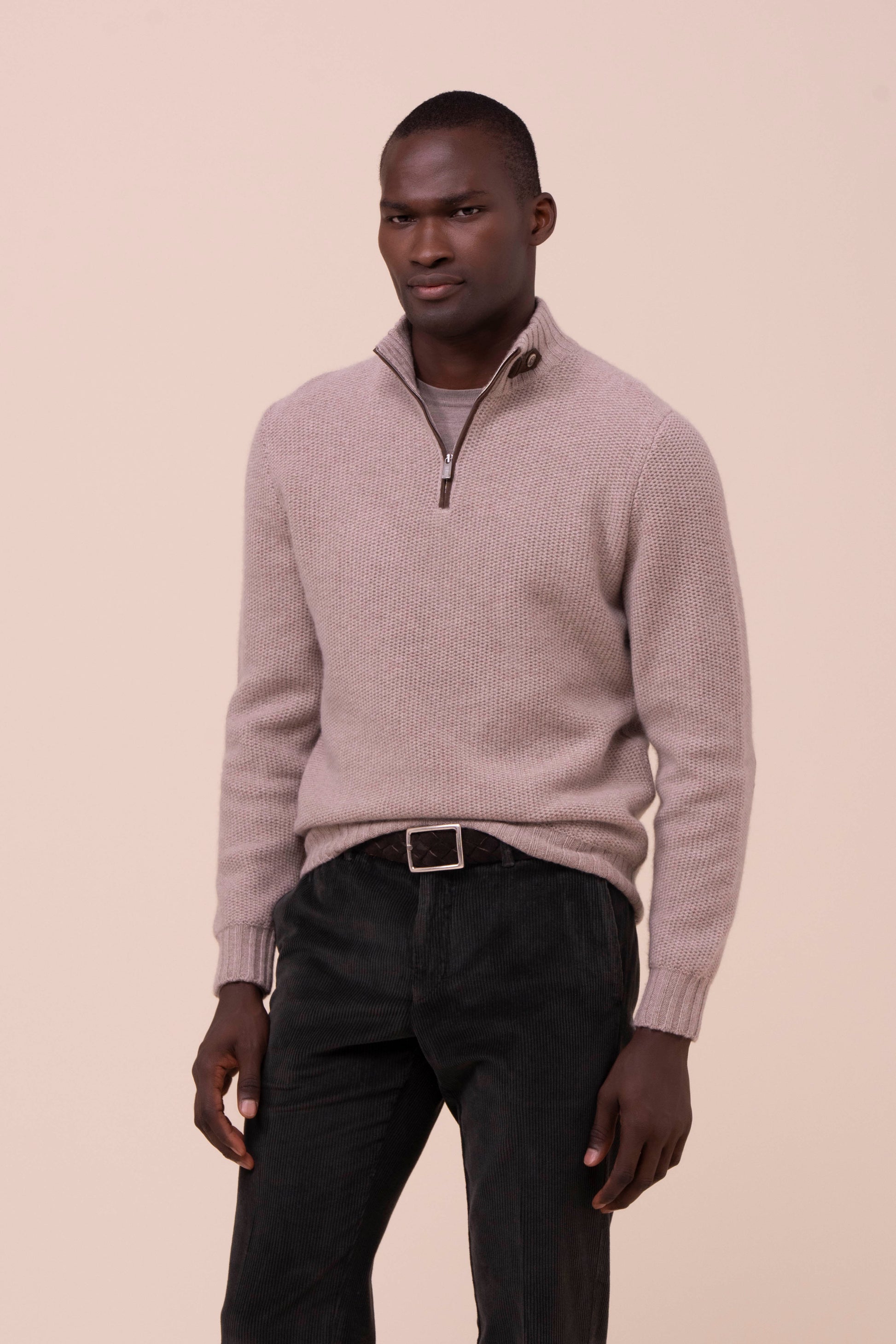 Every Cashmere Half Zip Sweater - DESERTMELANGE