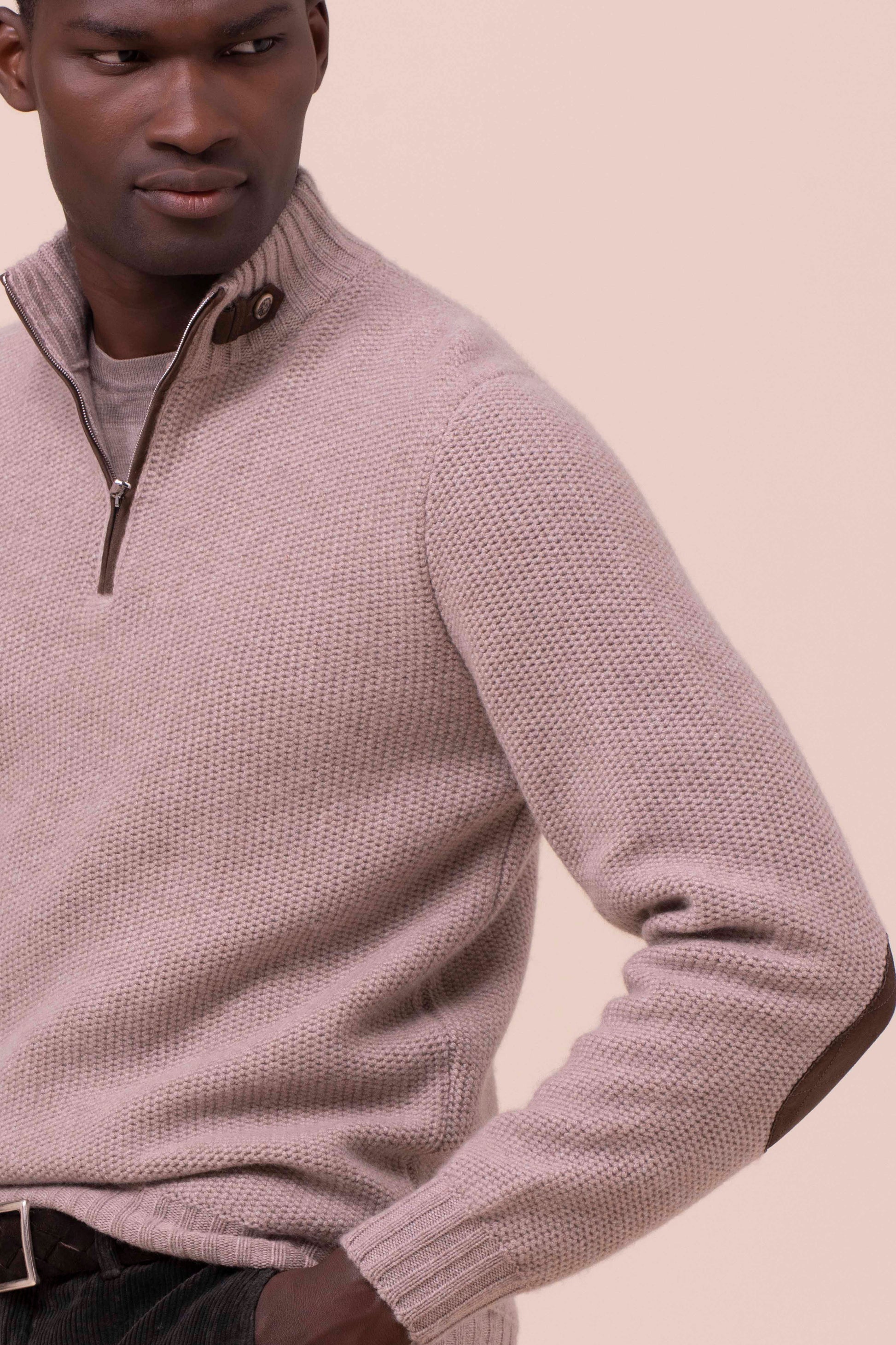 Every Cashmere Half Zip Sweater - DESERTMELANGE