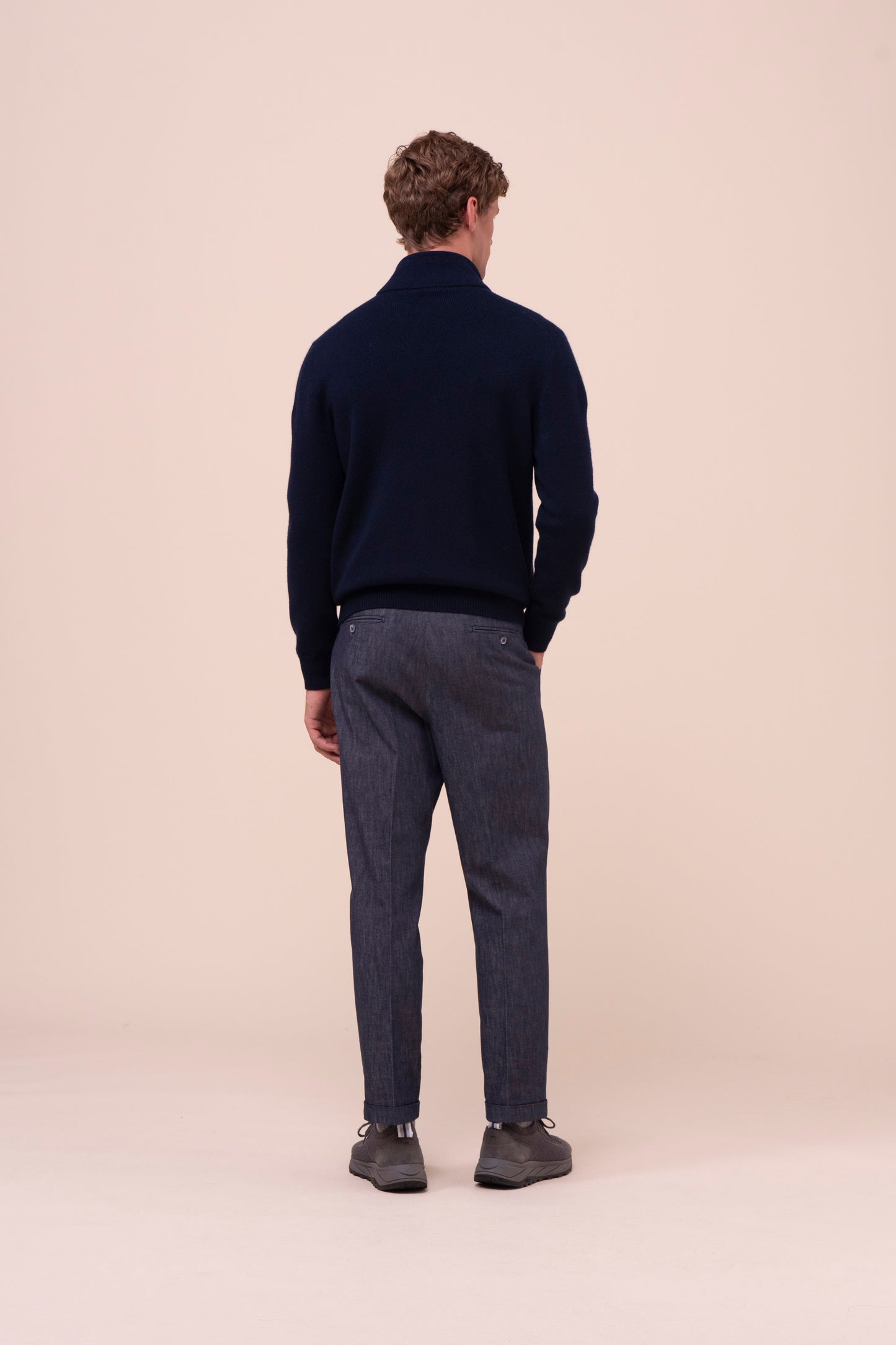 Arcano maglia in cashmere e suede con doppia zip - MIDNIGHTBLUE