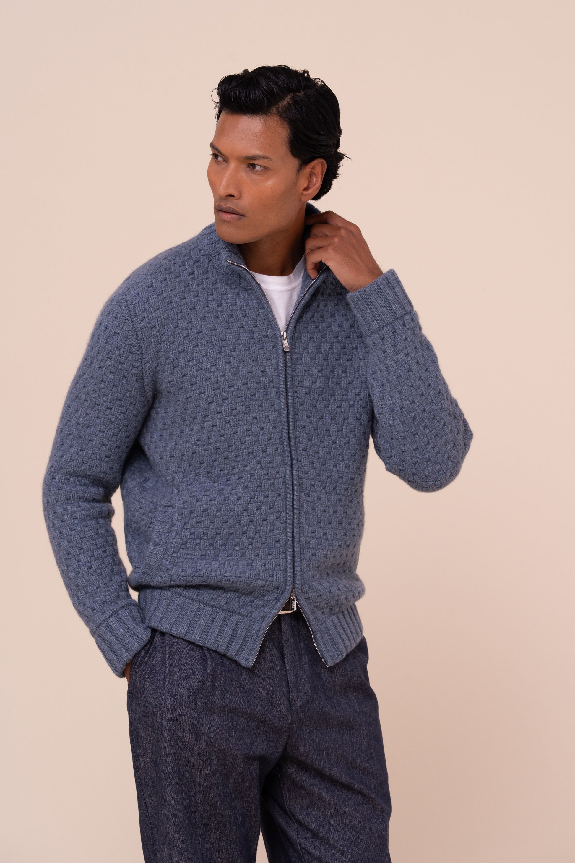 Point maglia in cashmere con zip - LIGHTDENIM