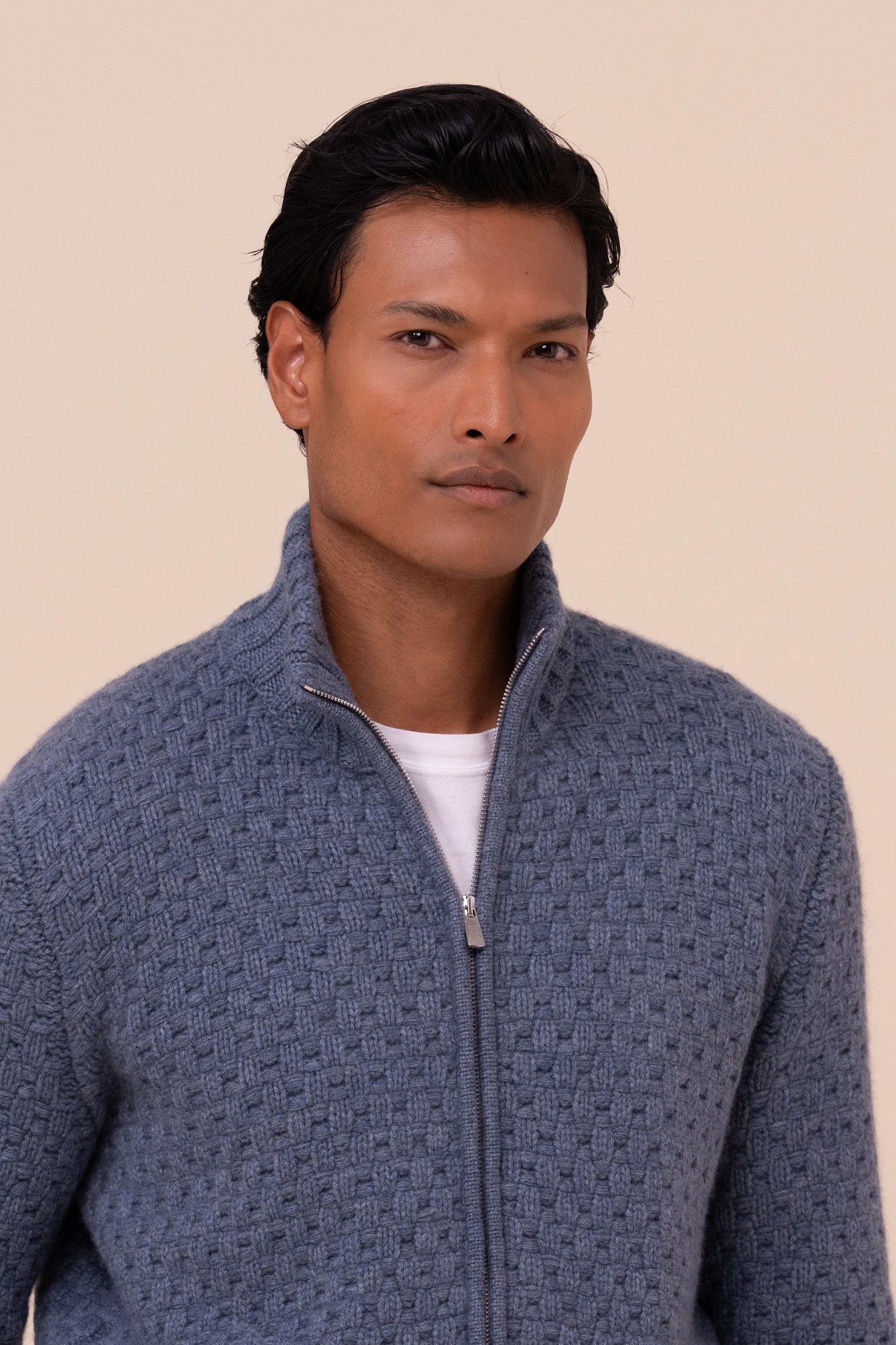 Point maglia in cashmere con zip - LIGHTDENIM