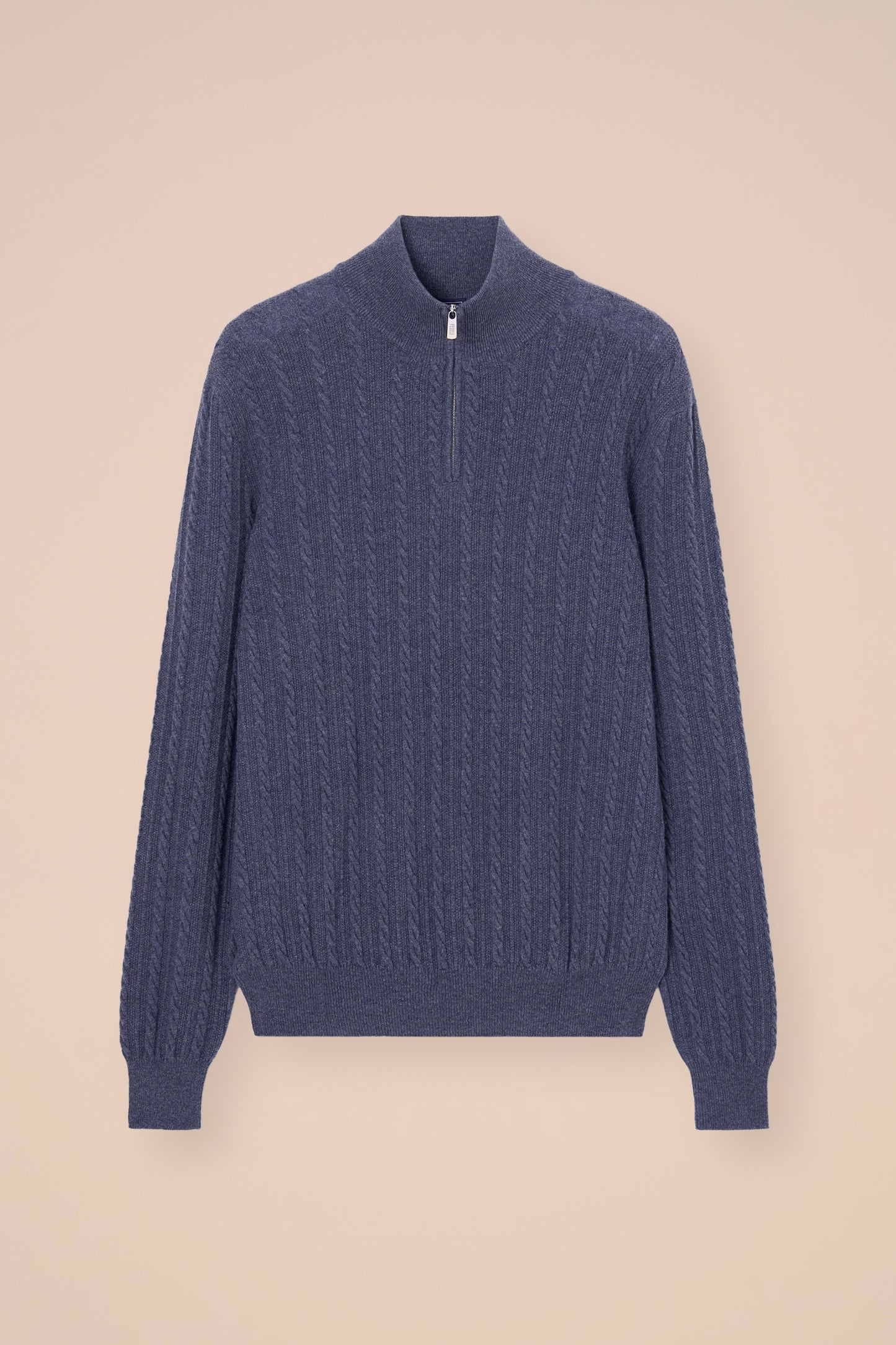 Livigno maglia a mezza zip in cashmere a trecce - LIGHTDENIM