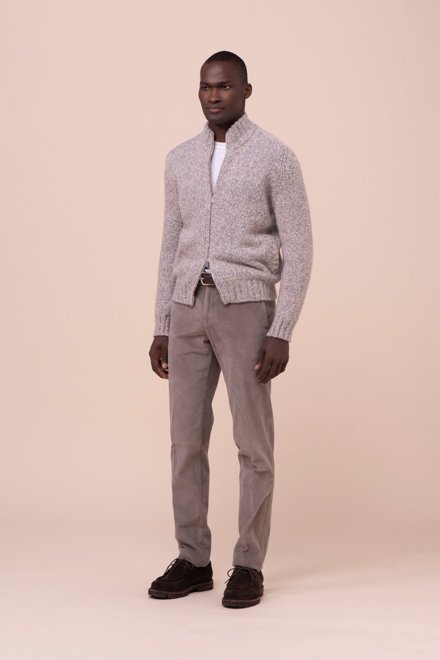 Ribot Cashmere Scotland Full Zip Sweater - GRAY