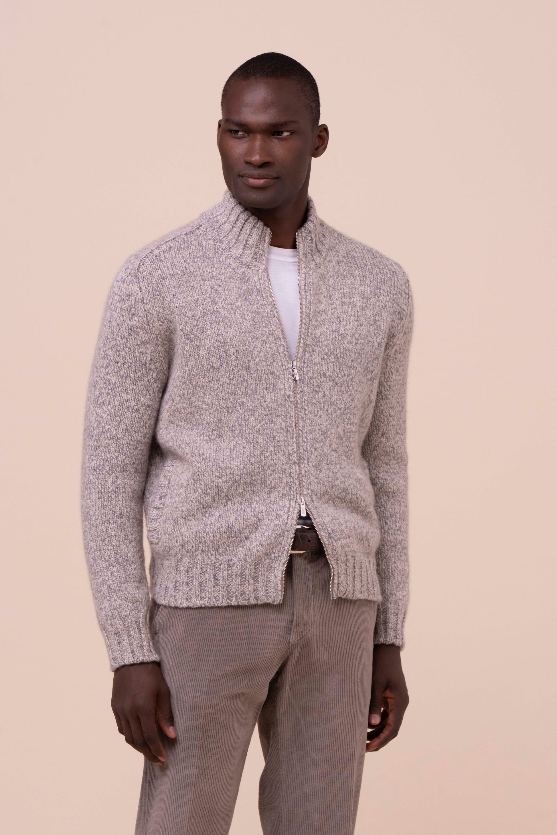 Ribot Cashmere Scotland Full Zip Sweater - GRAY
