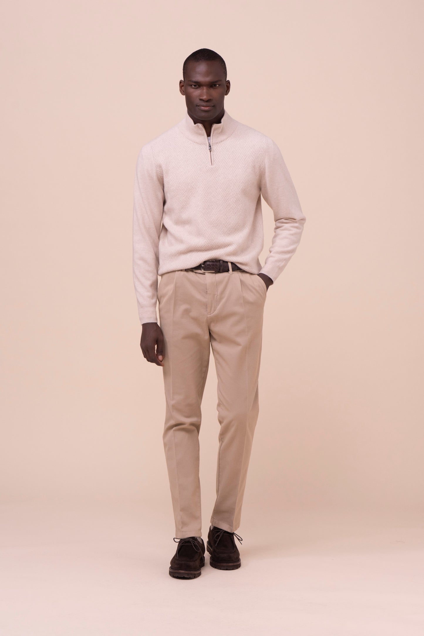 Arrow maglia a mezza zip in blend di lana - CREAM