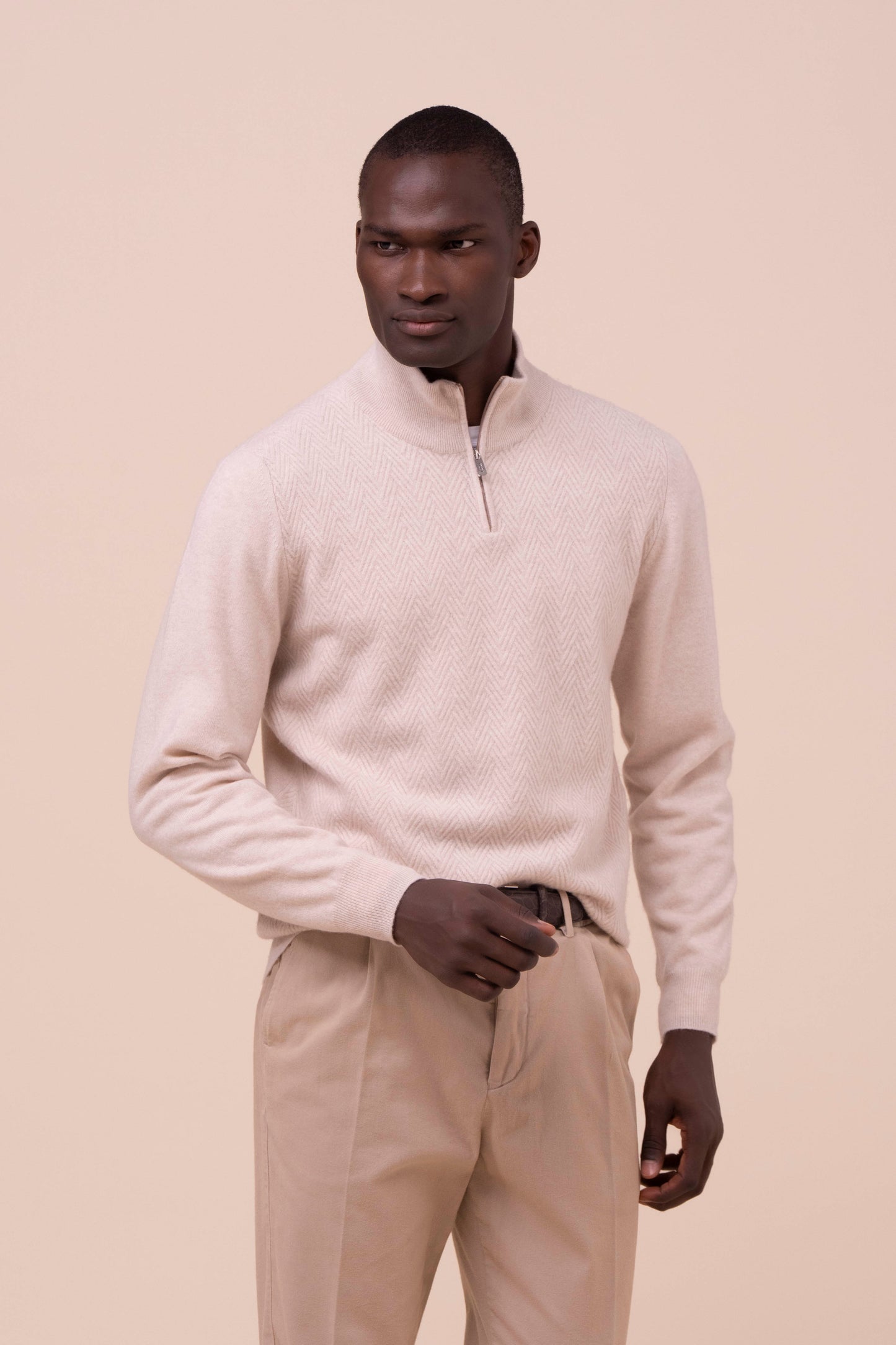 Arrow maglia a mezza zip in blend di lana - CREAM