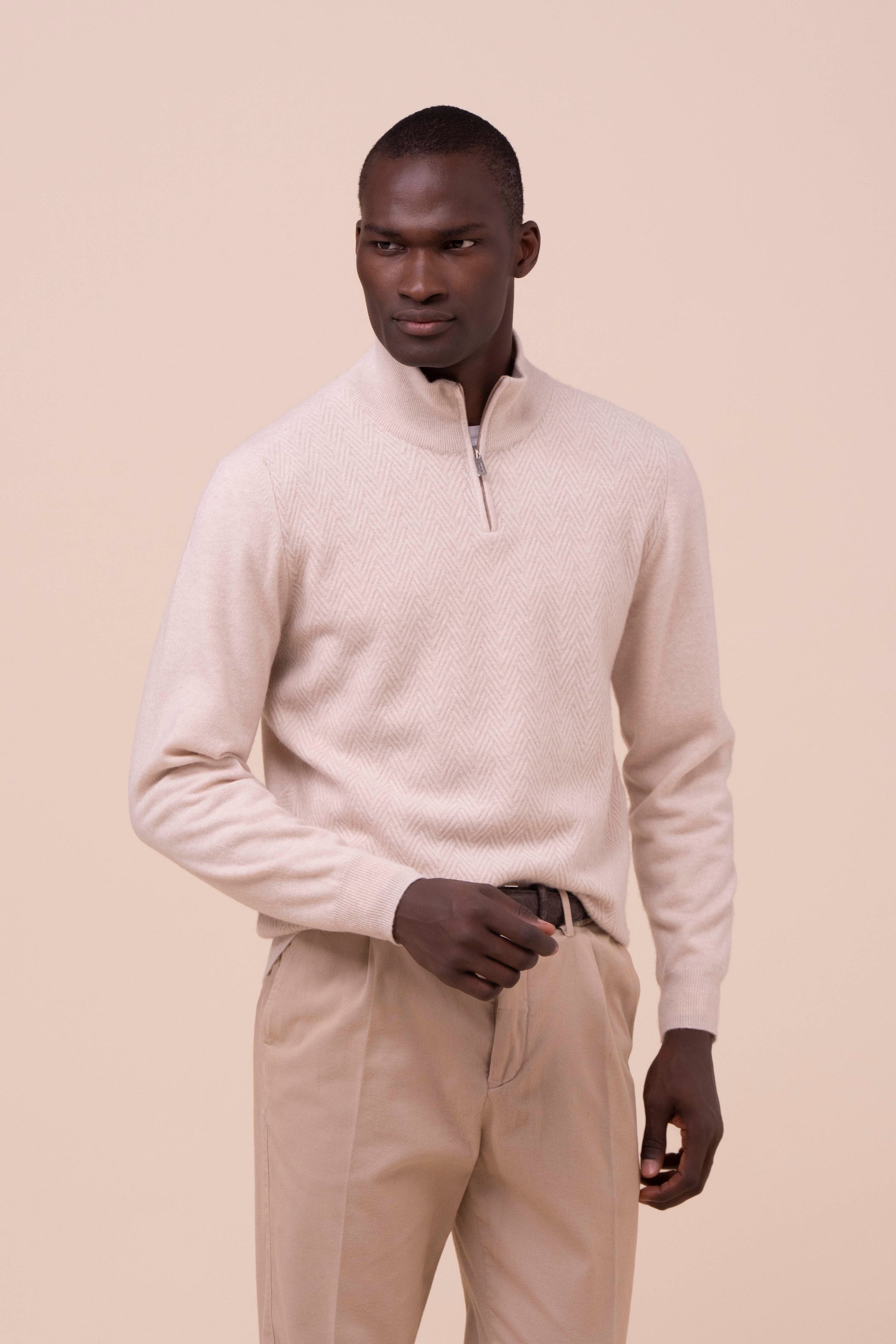 Arrow maglia a mezza zip in blend di lana - CREAM