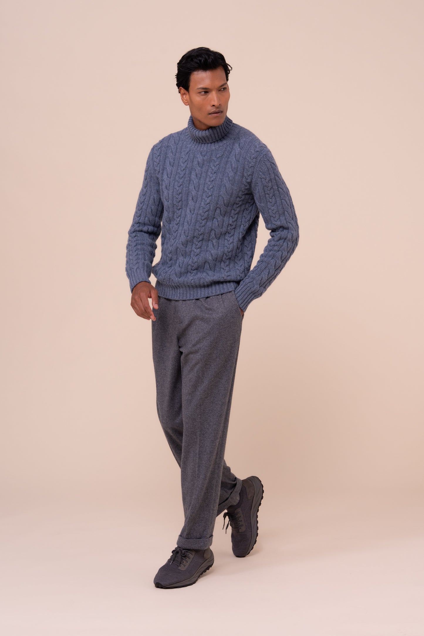 Aviemore Wool Cashmere Turtleneck - LIGHTDENIM