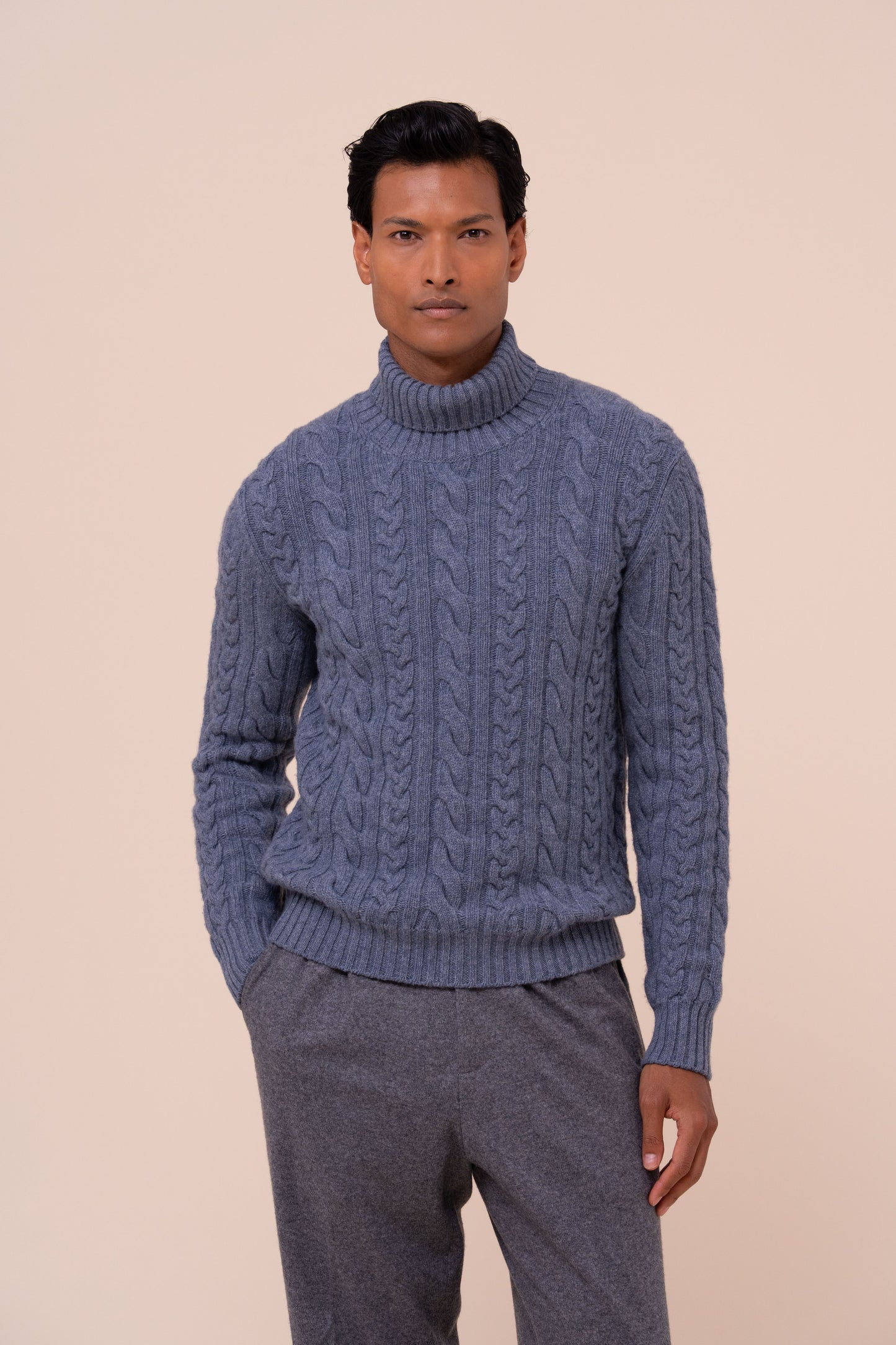 Aviemore Wool Cashmere Turtleneck - LIGHTDENIM