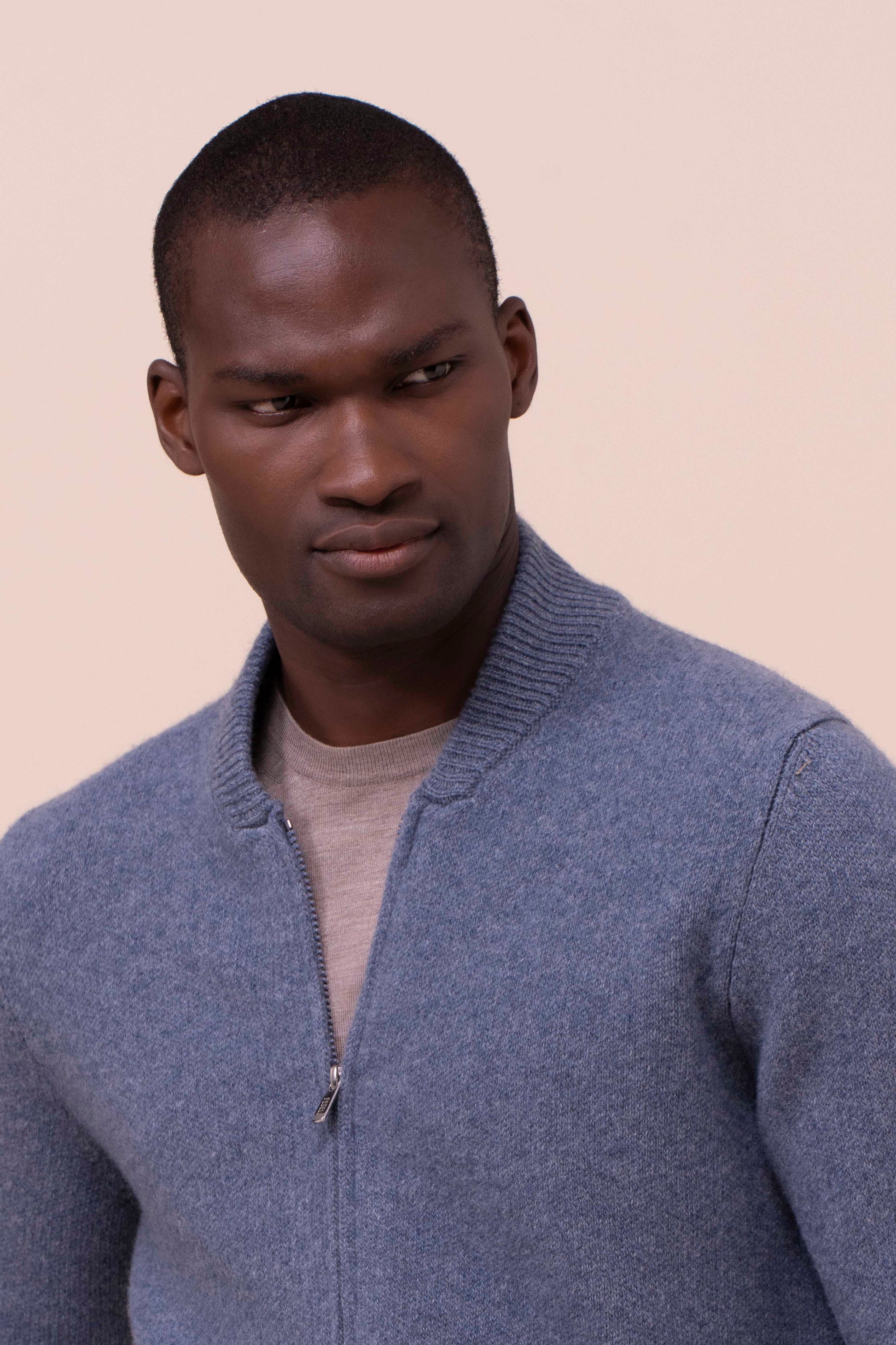 Berkley Wool and Cashmere Full Zip Sweater - LIGHTDENIM