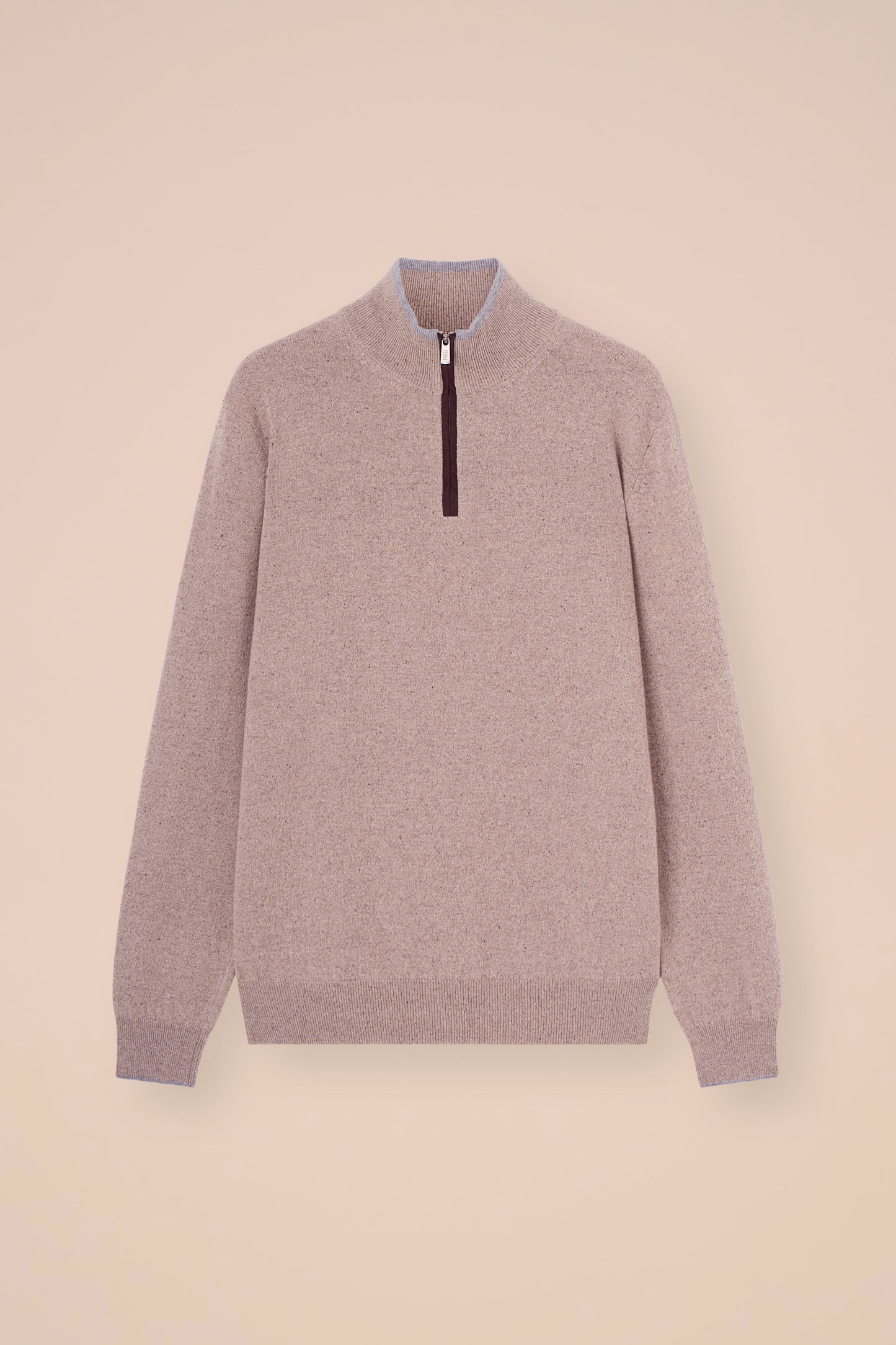 Favonio maglia a mezza zip in Donegal - Bicolore - DESERT