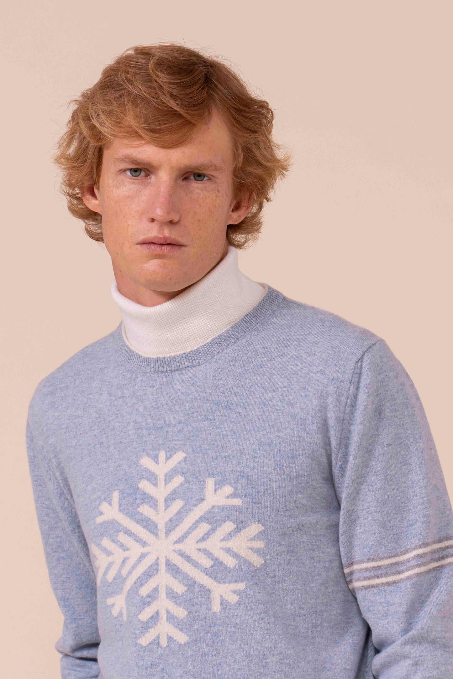 Argentina Peak Cashmere Jacquard Crewneck - WAVEMELANGE