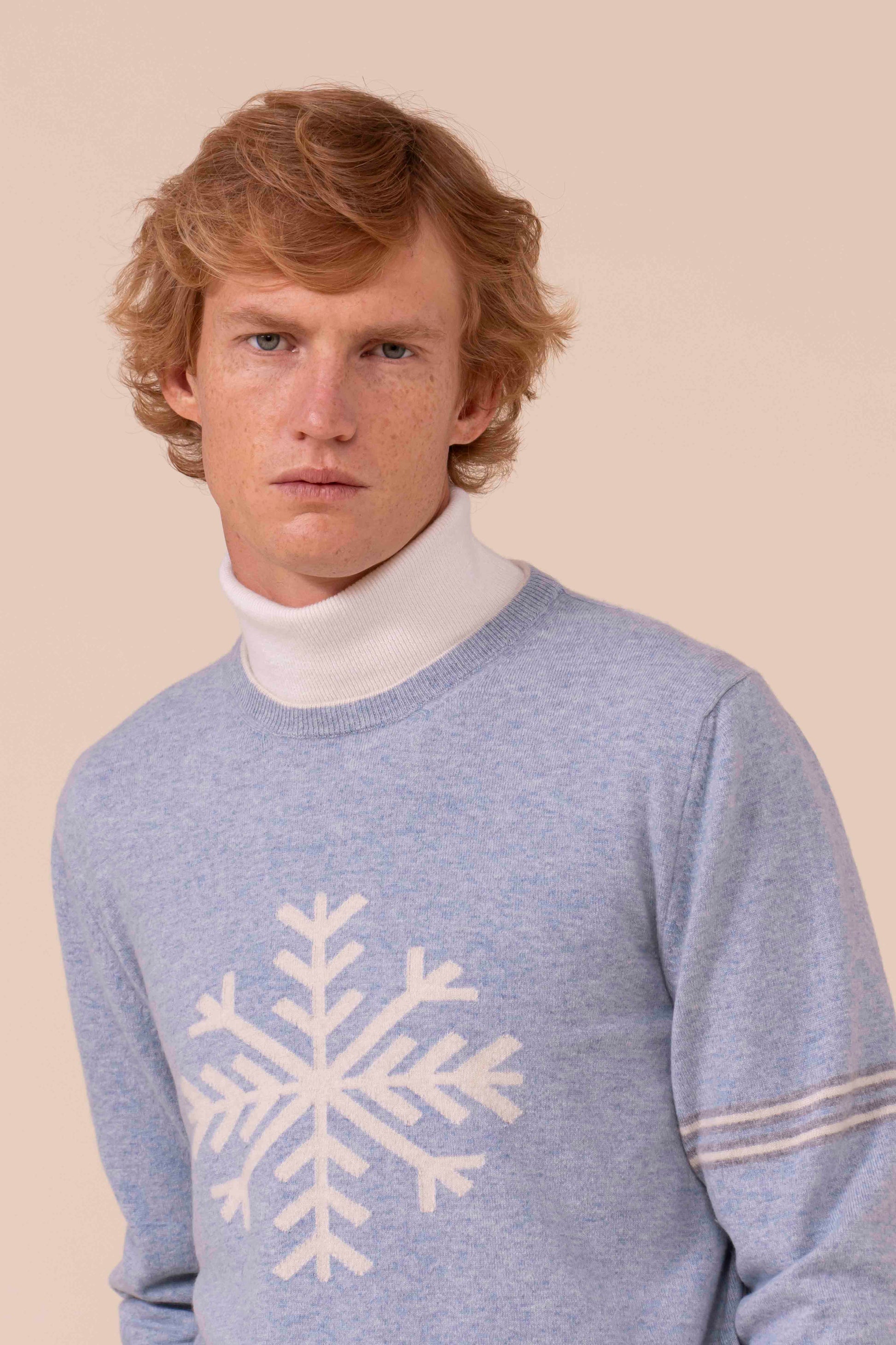 Argentina Peak Cashmere Jacquard Crewneck - WAVEMELANGE