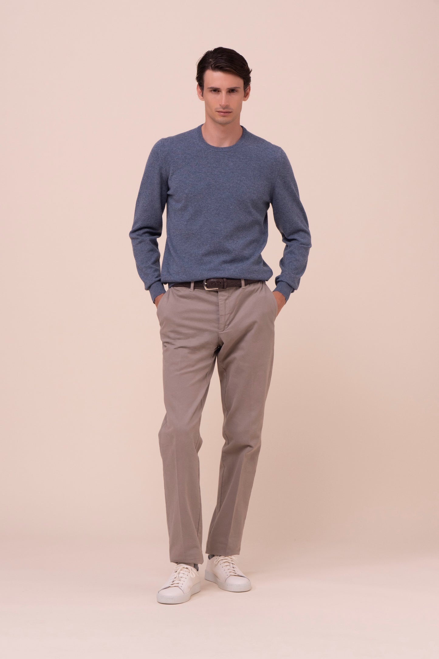 Argentina slim maglia girocollo in cashmere - LIGHTDENIM