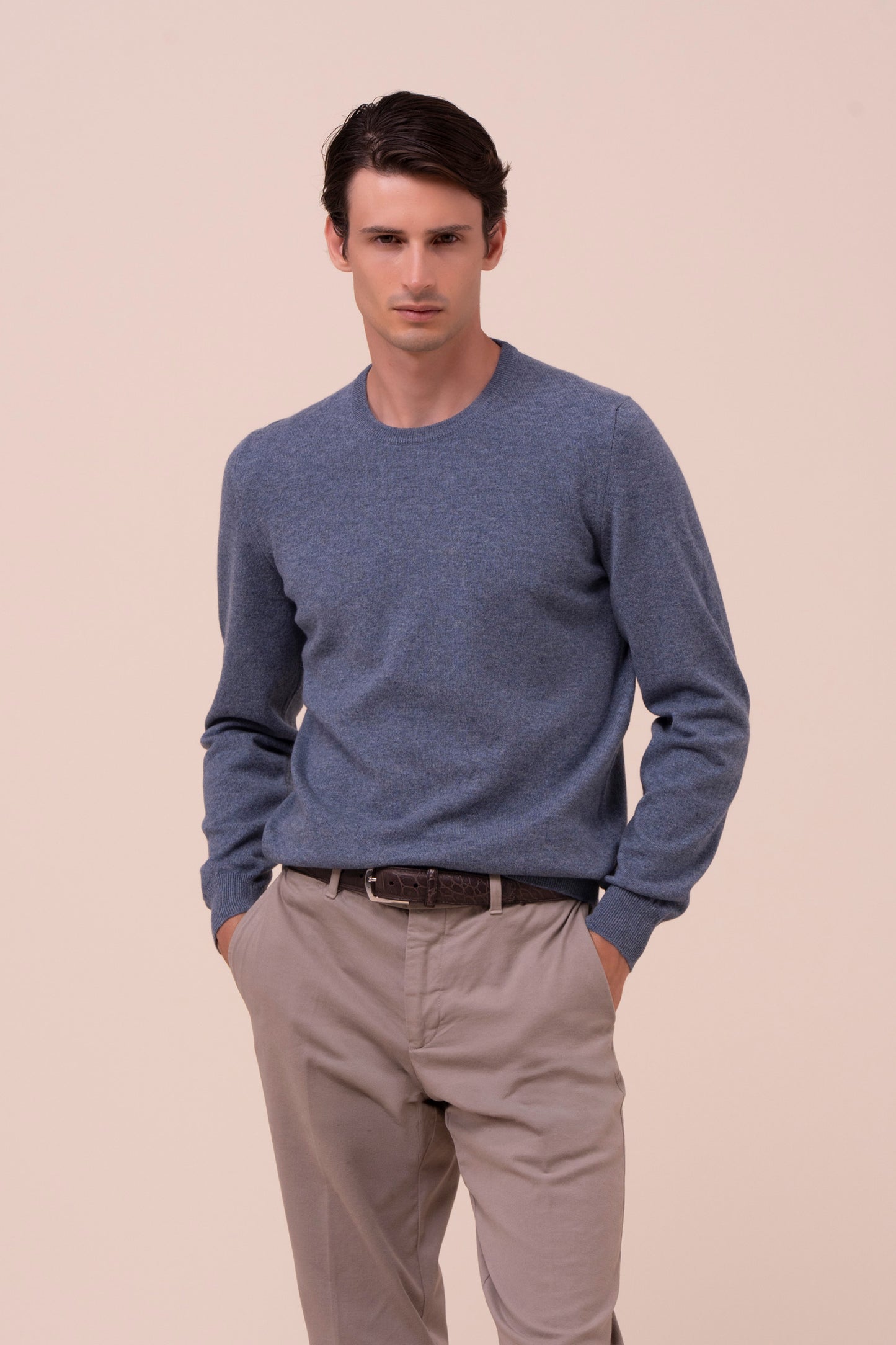 Argentina slim maglia girocollo in cashmere - LIGHTDENIM
