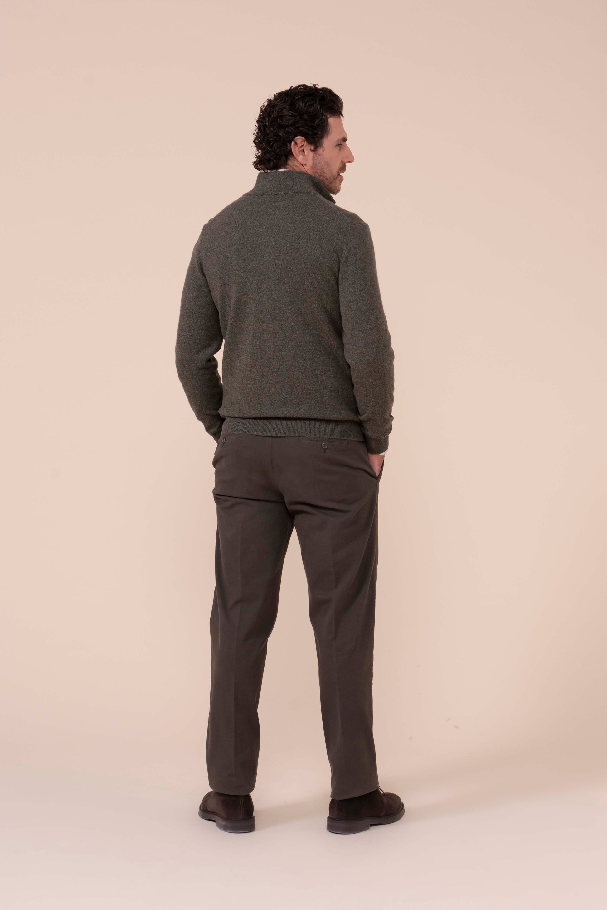 Favonio Cashmere Full-zip Sweater - OLIVEGREENMELANGE