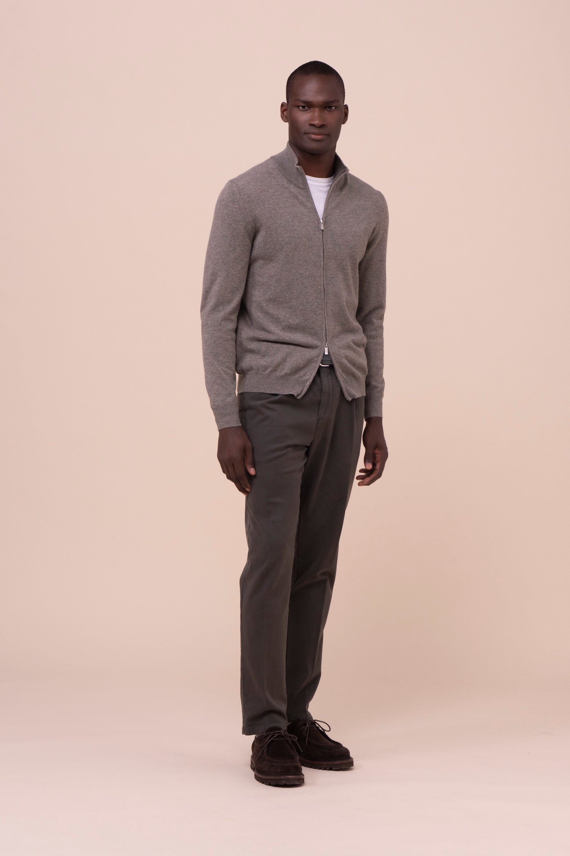 Favonio Cashmere Full Zip Sweater - SAGEGREEN