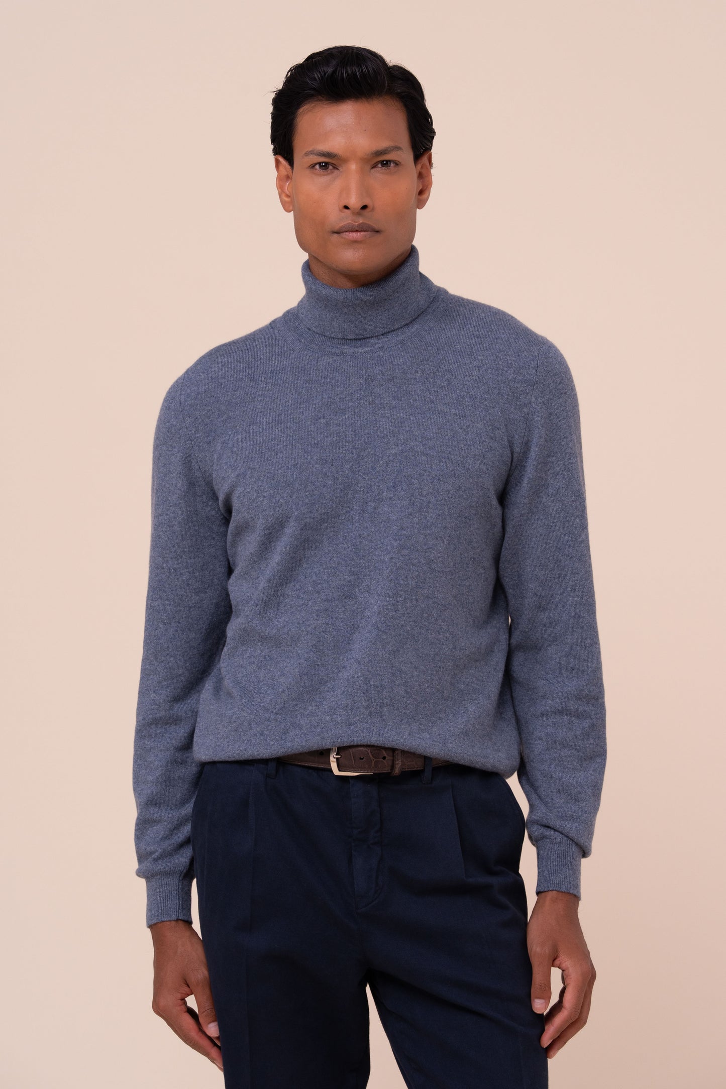 Derby slim maglia in cashmere a collo alto - LIGHTDENIM