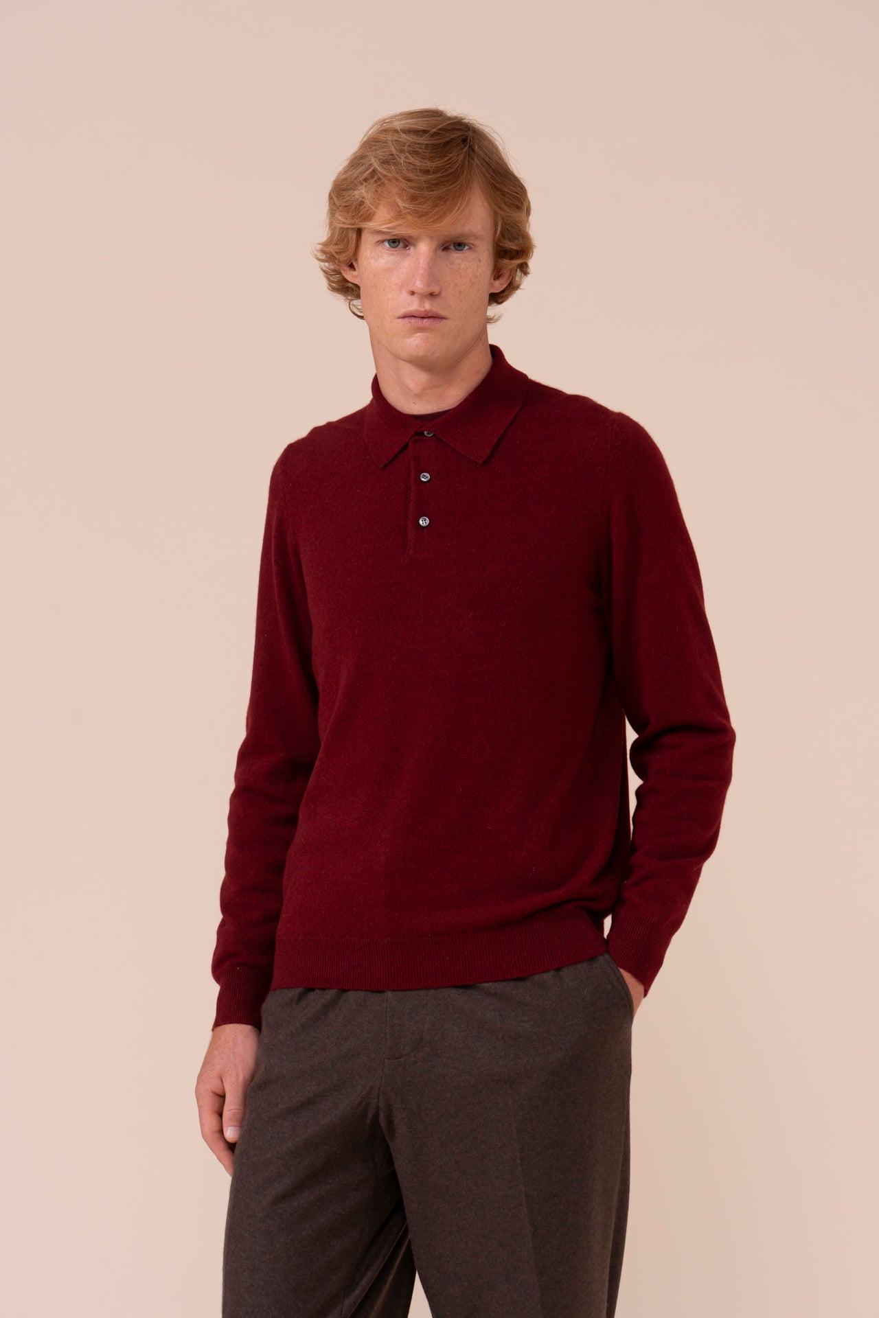 Sportman Slim Cashmere Polo Shirt - MERLOT