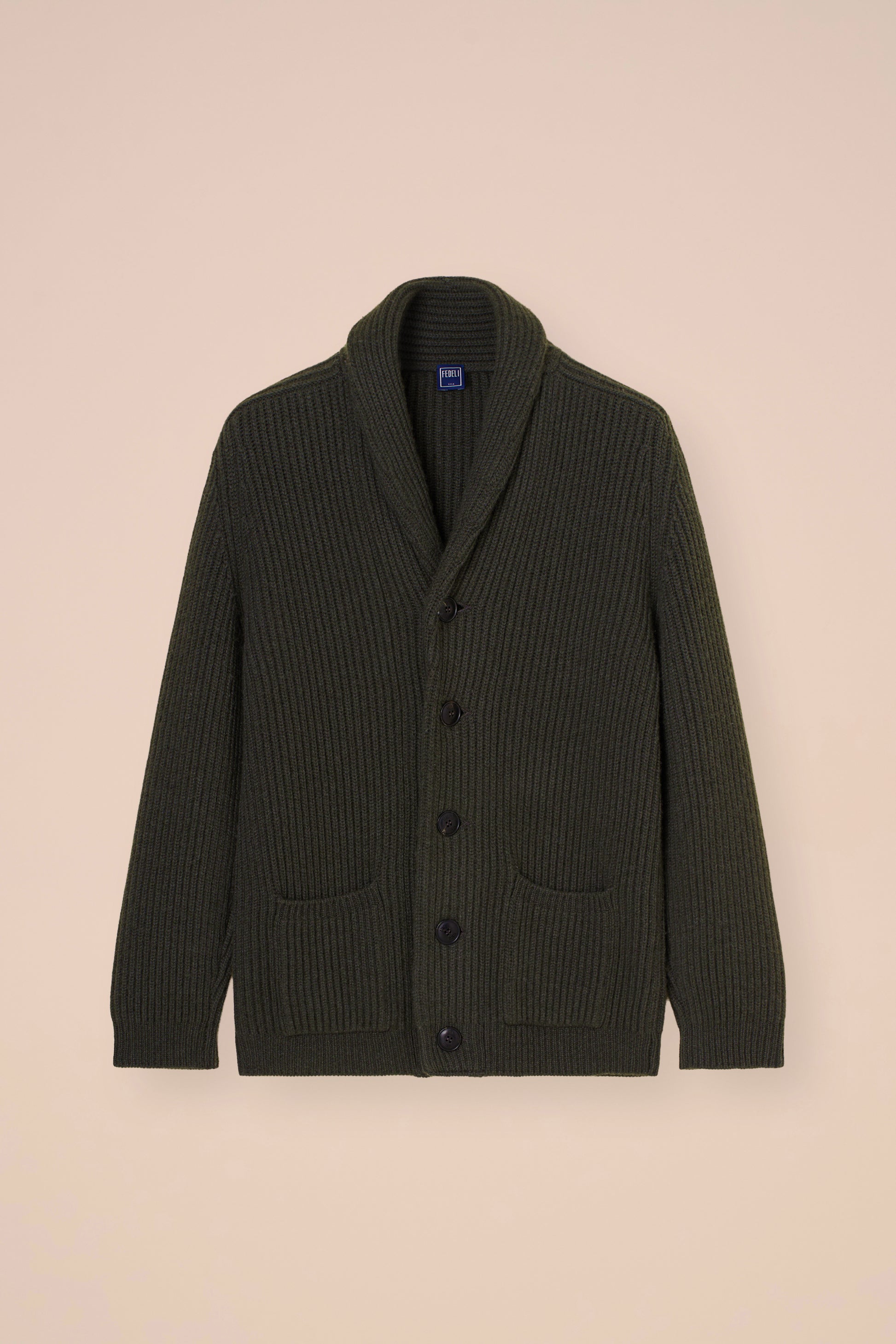 Terminillo cardigan con collo a scialle in cashmere - DARKOLIVEGREEN