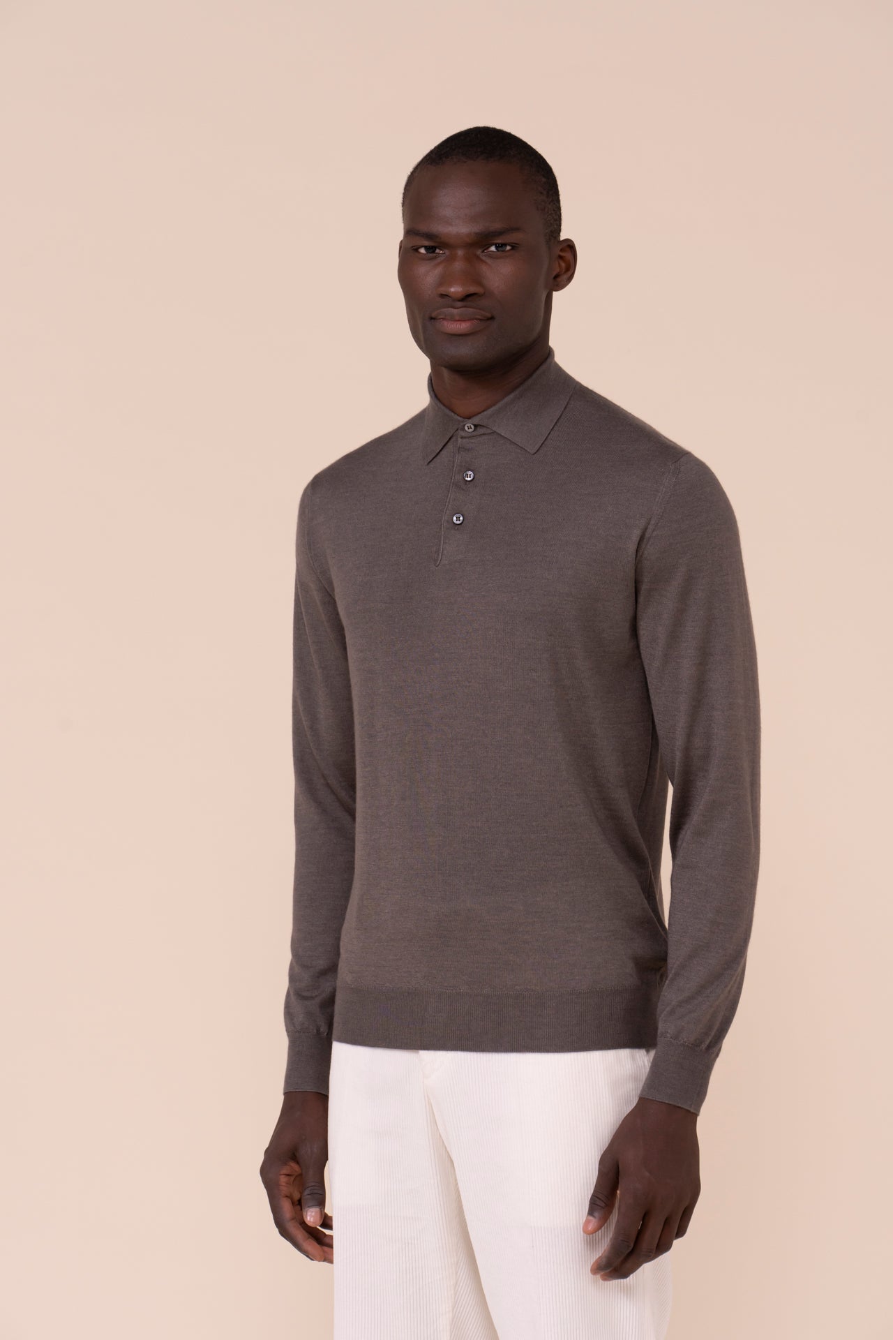 Sportman Cashmere Silk Polo Shirt - DARKGREIGE