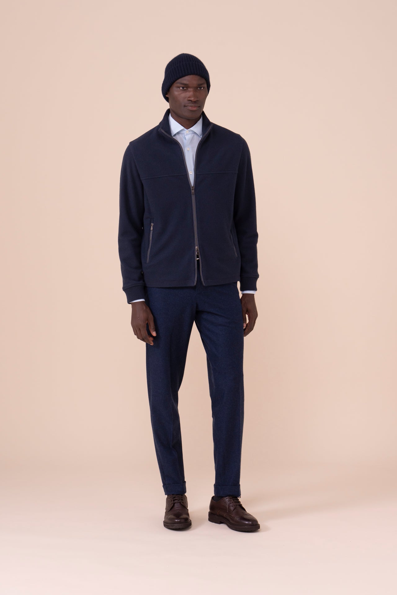 Alfredo cappello in maglia di cashmere - MIDNIGHTBLUE