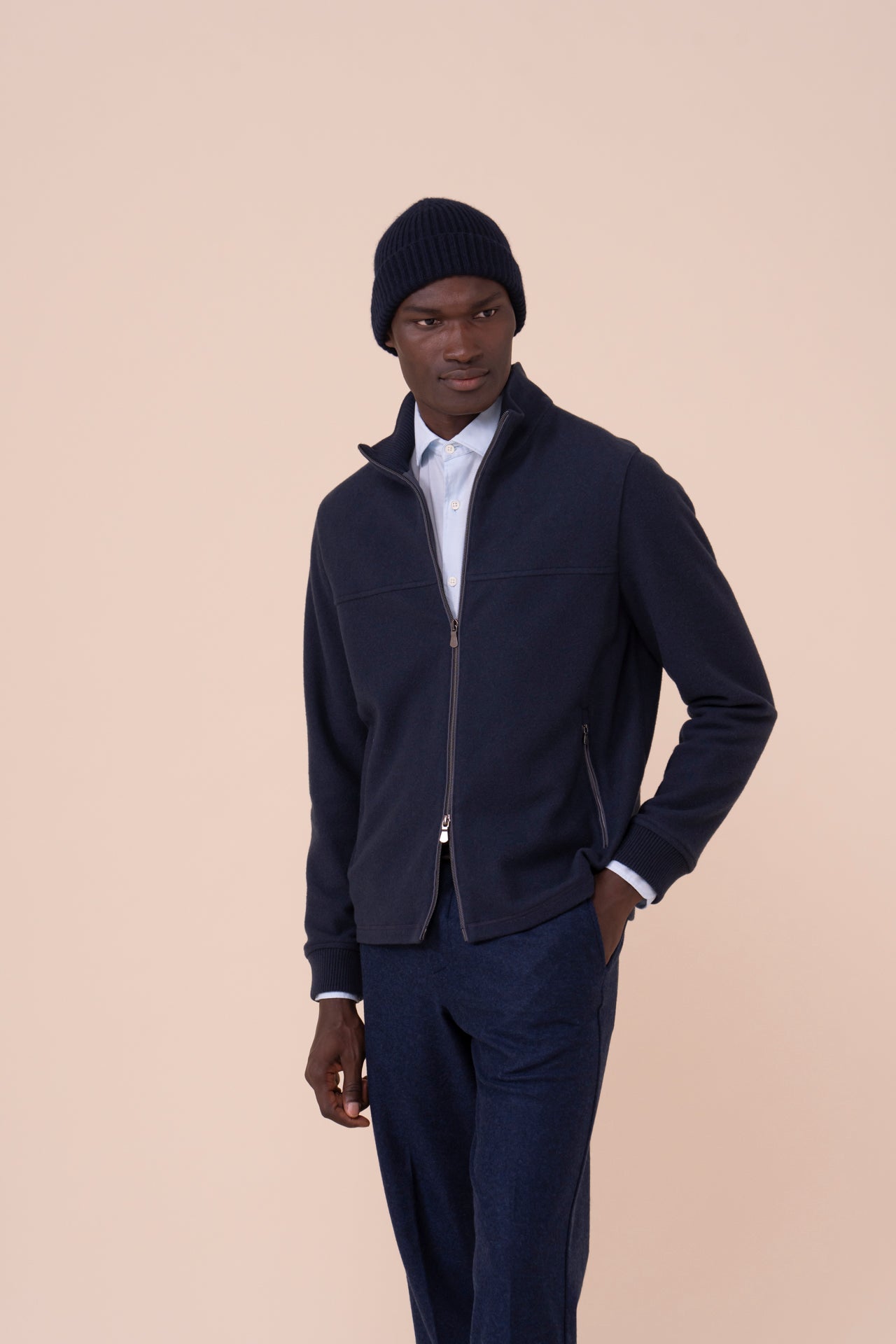 Alfredo cappello in maglia di cashmere - MIDNIGHTBLUE