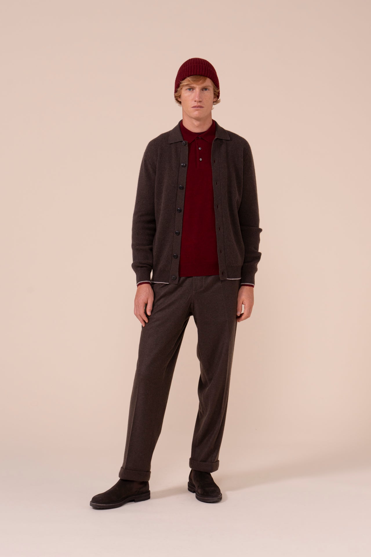 Alfredo cappello in maglia di cashmere - MERLOT