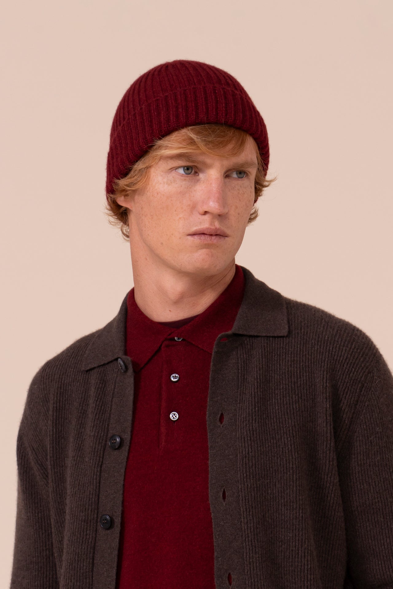 Alfredo cappello in maglia di cashmere - MERLOT