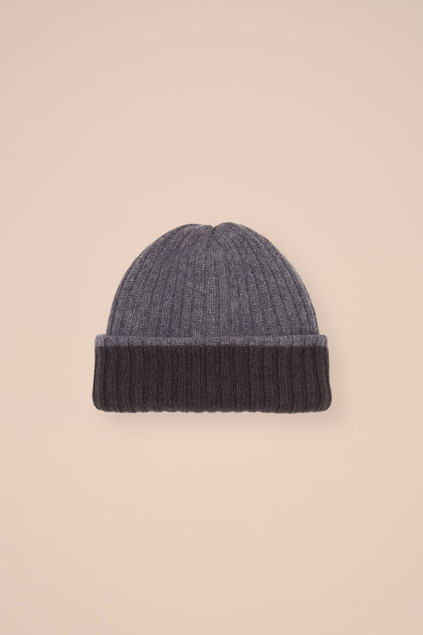 Double berretto in maglia di cashmere - Bicolore - BASALTGRAY