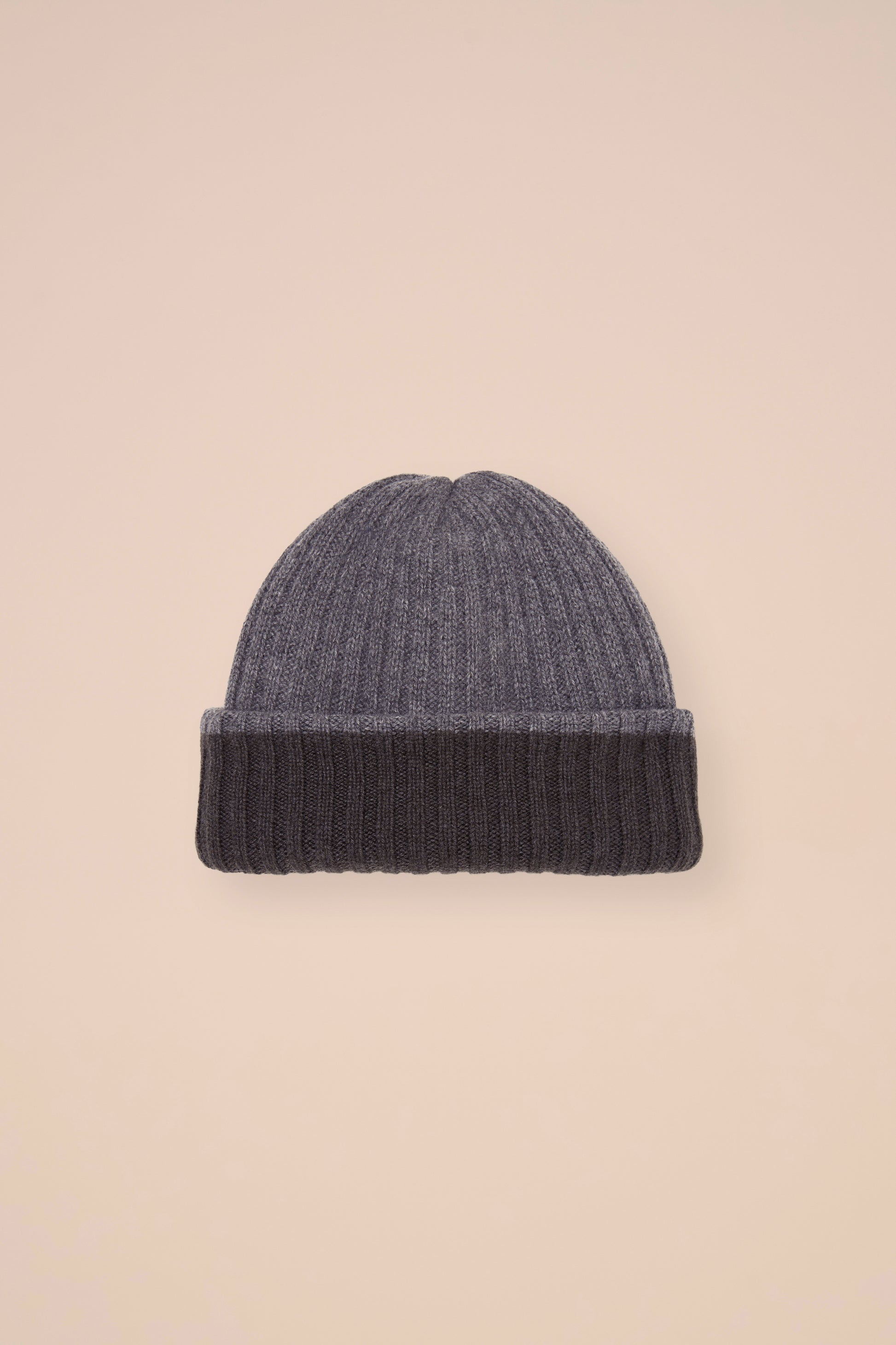 Double berretto in maglia di cashmere - Bicolore - BASALTGRAY